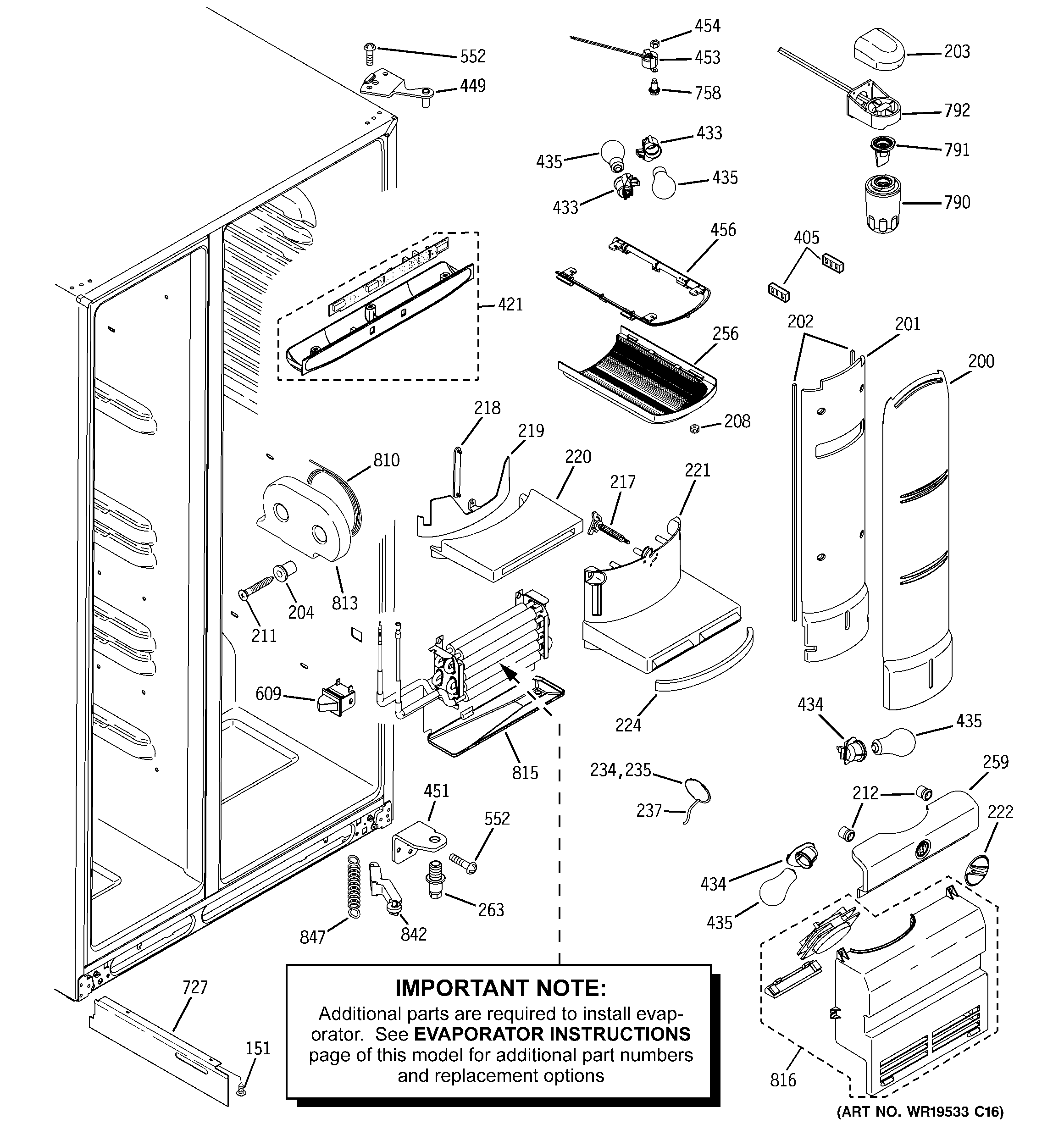 GE PJG25MGTAFKB fresh food section diagram