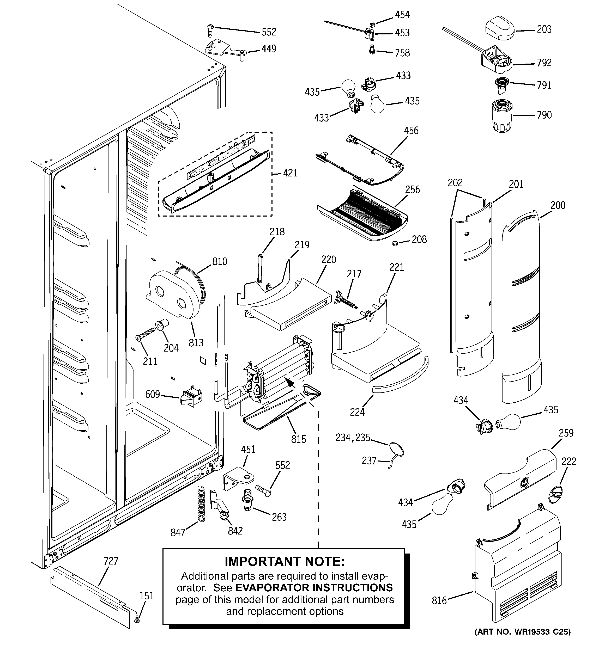 GE PSH25MGTBBV fresh food section diagram