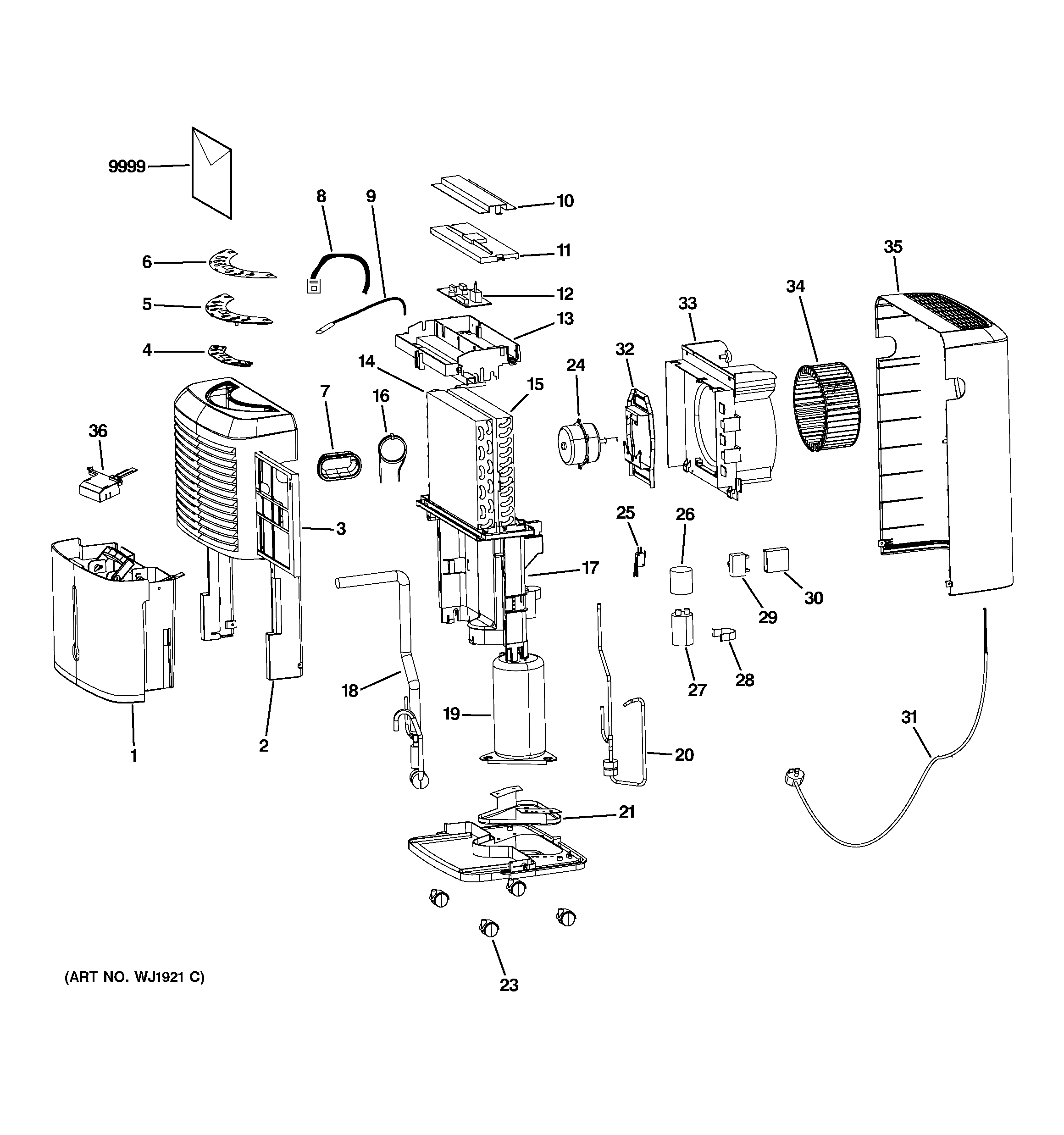 GE AHK65LKM1 dehumidifier diagram
