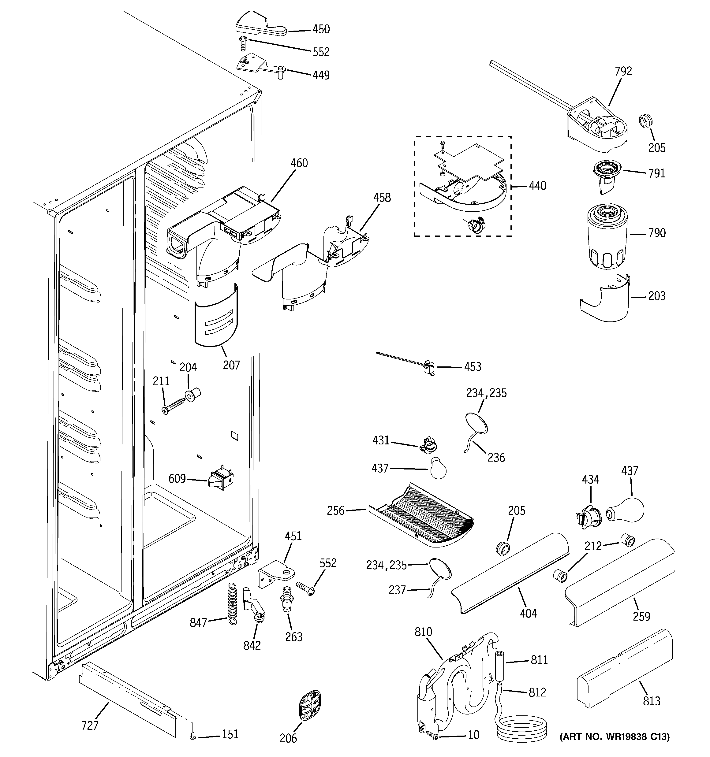 GE GSS25WGTAWW fresh food section diagram