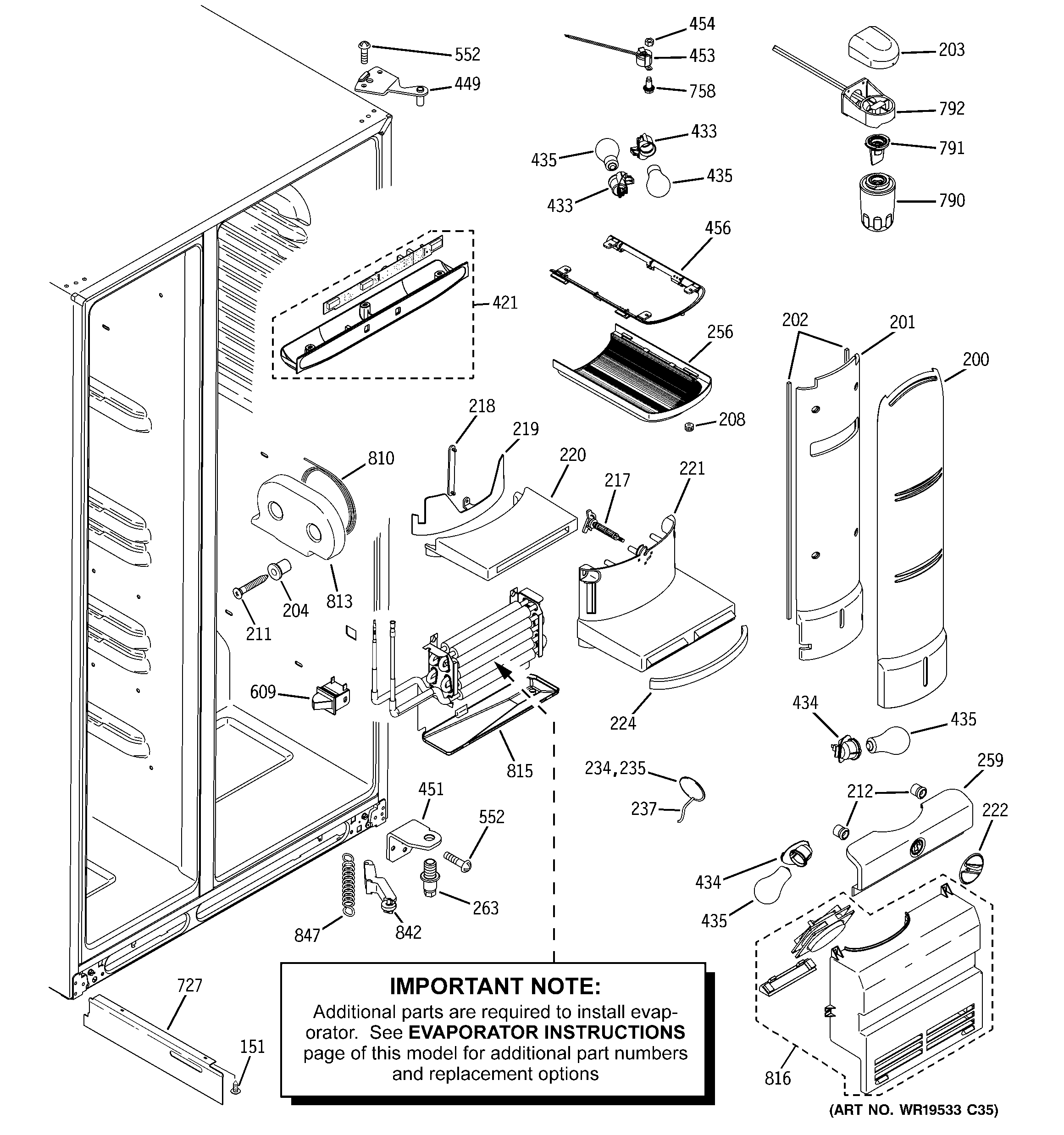 GE PJE25MGTAFKB fresh food section diagram