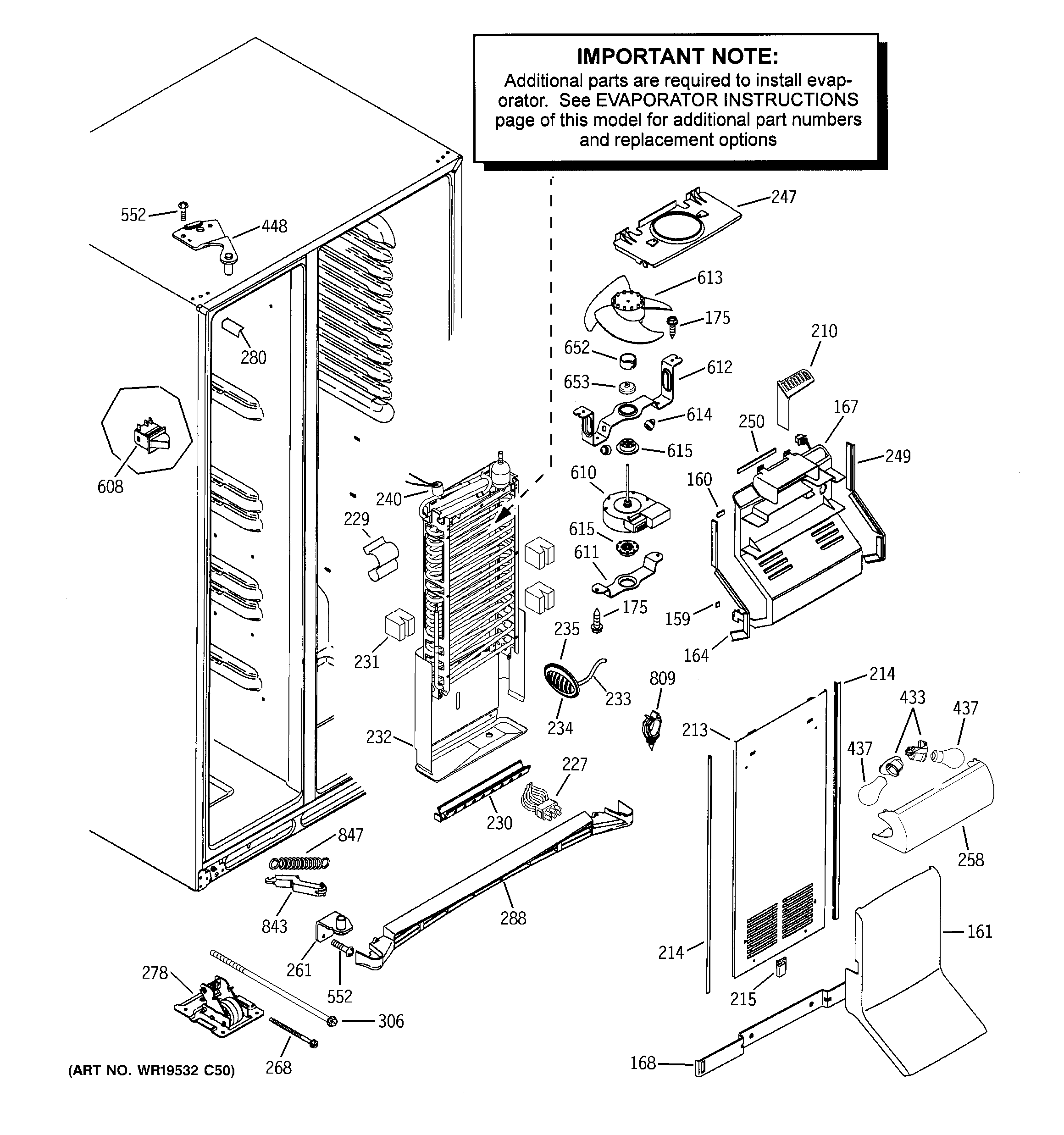 GE PSH25PSTBSV freezer section diagram
