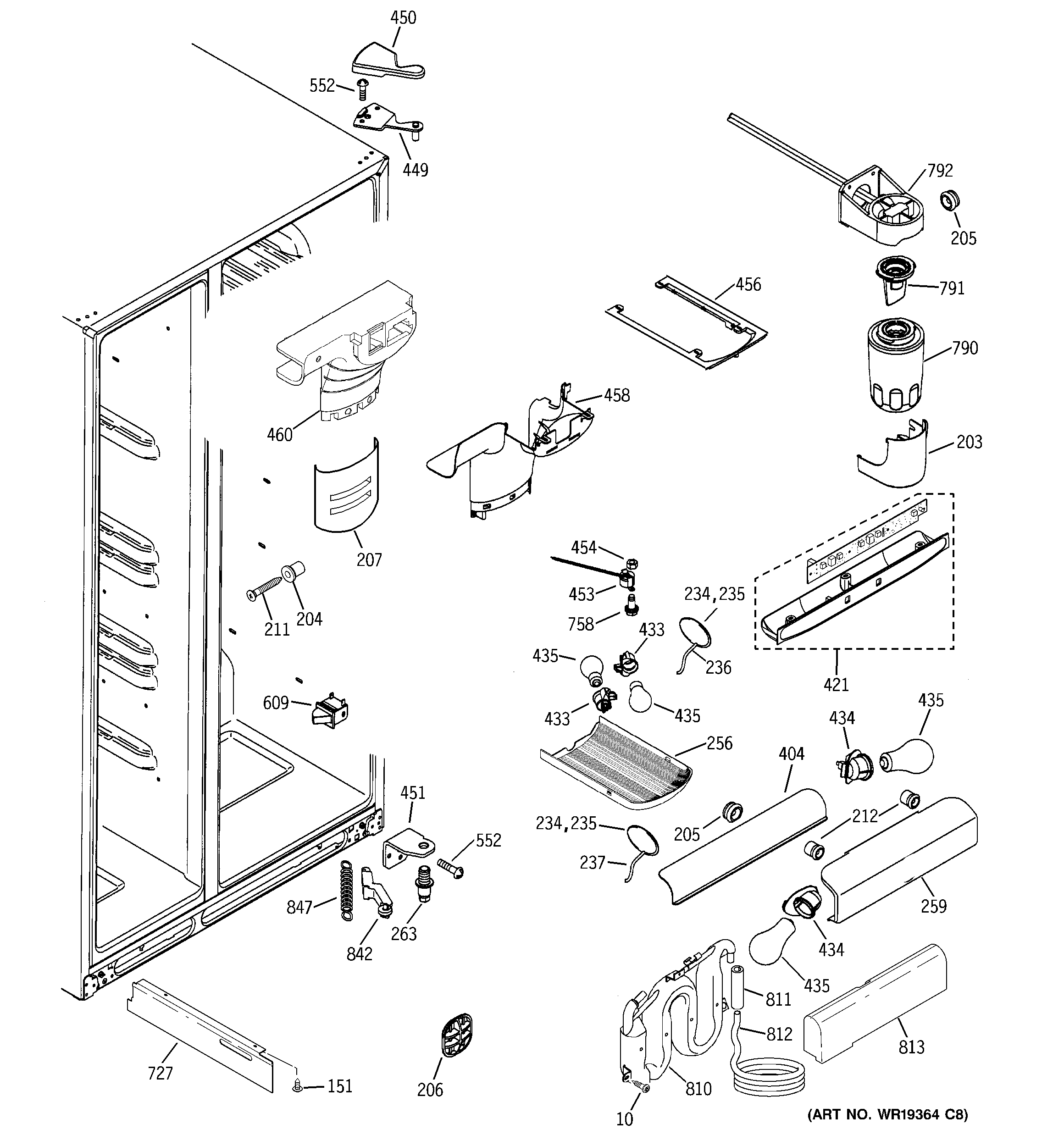 GE GSS25XSRESS fresh food section diagram