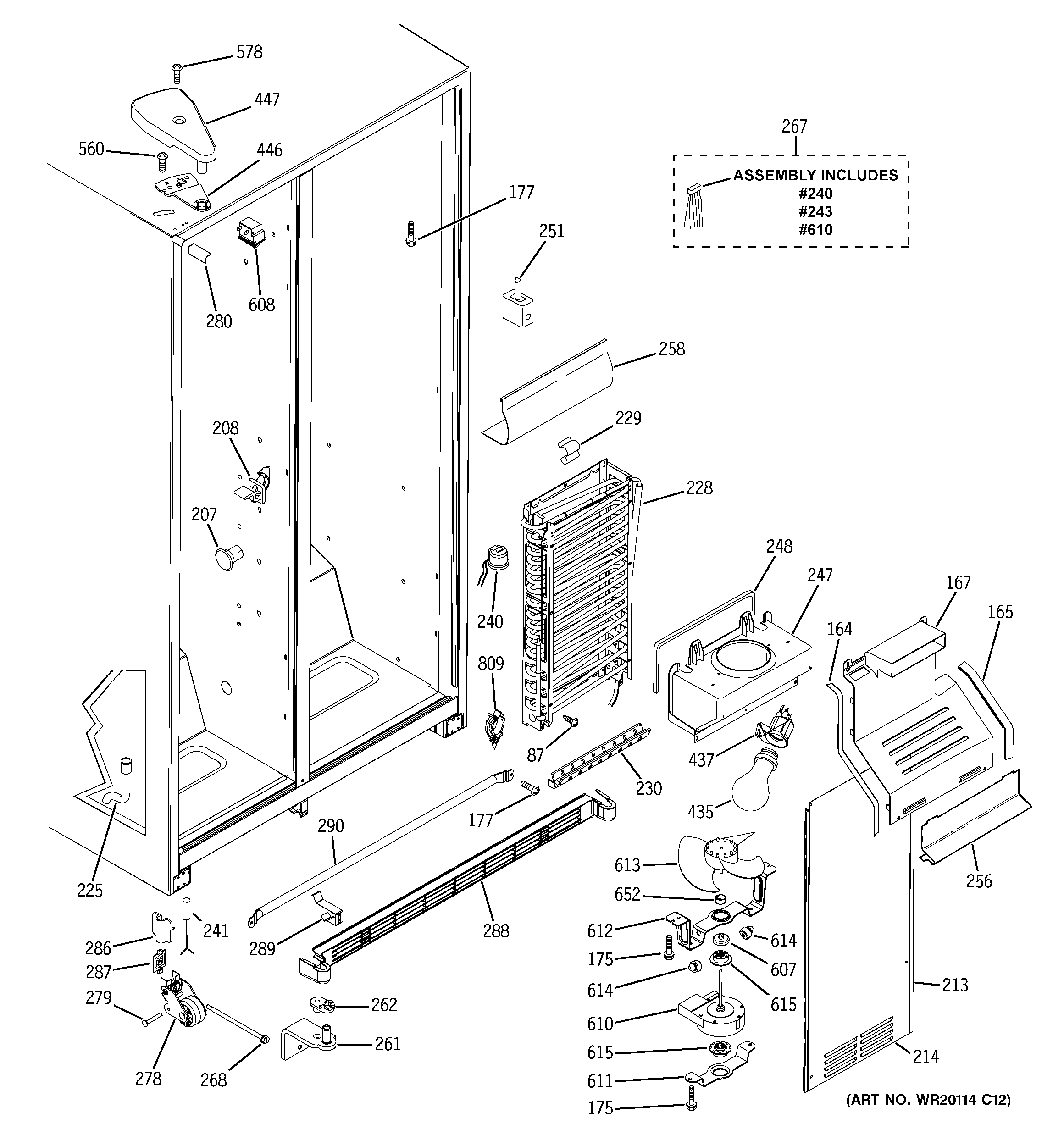 GE ESH22JFWBBB freezer section diagram