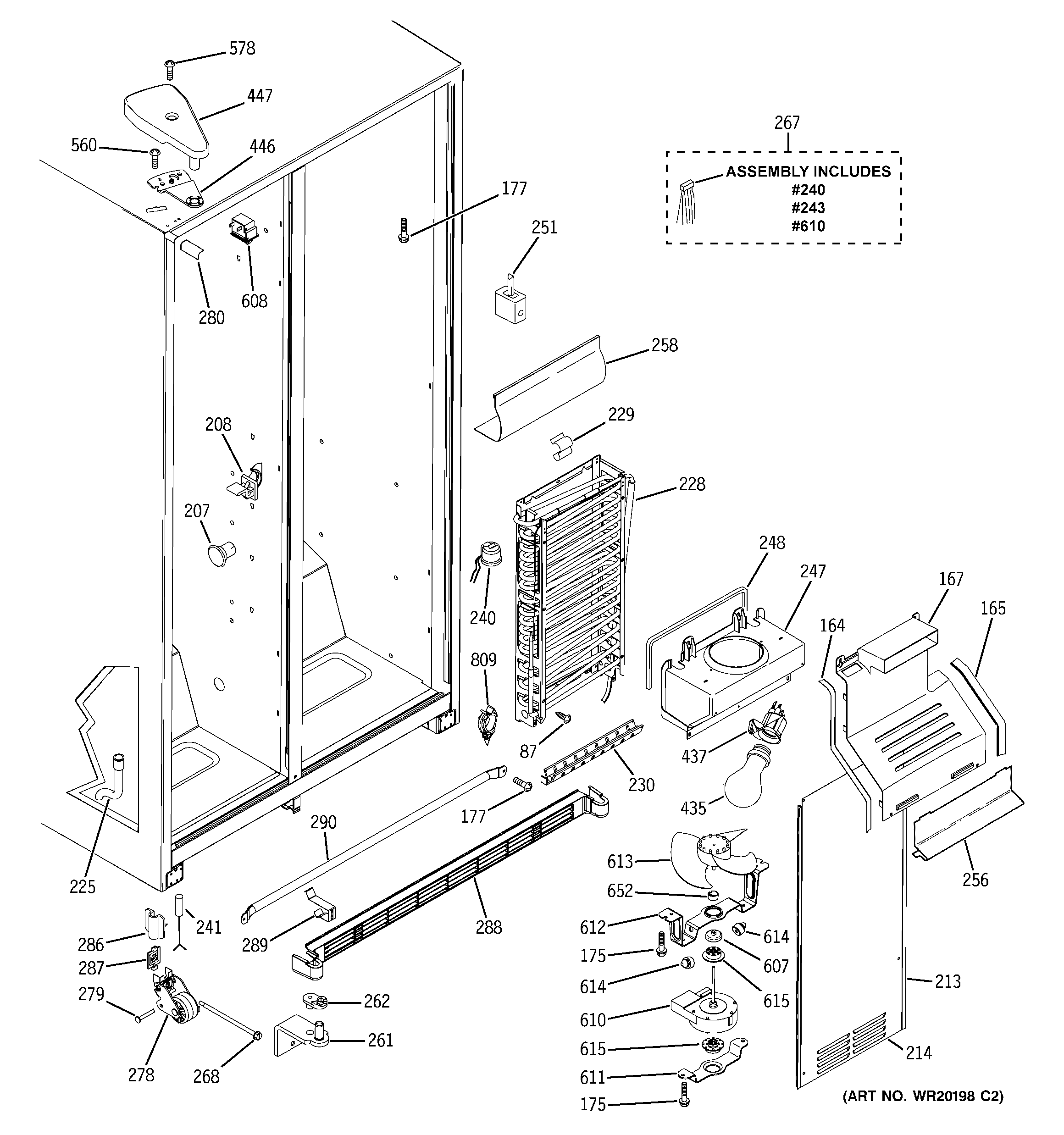 GE ESH22JSWASS freezer section diagram