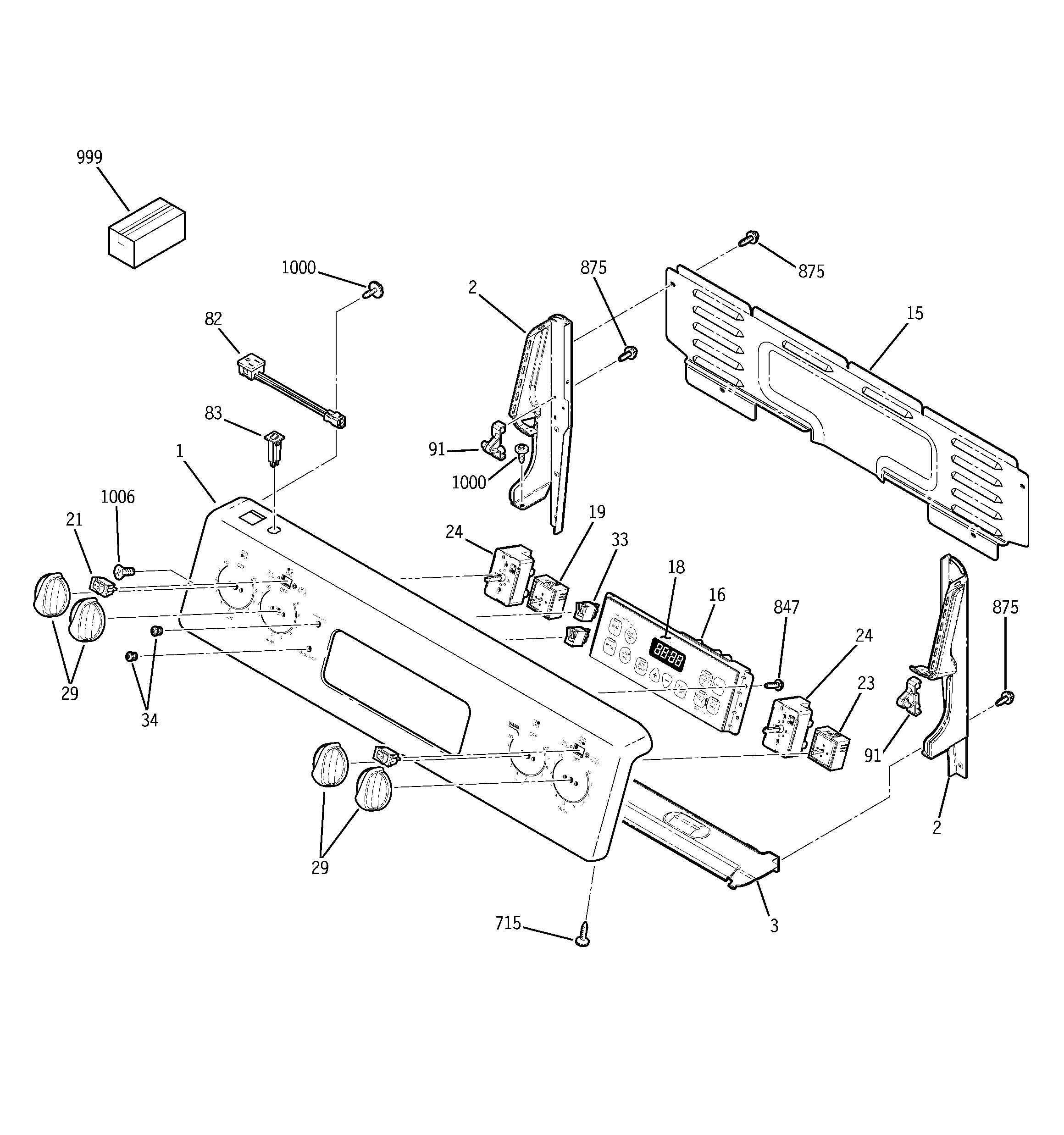 GE JCBP78WJ3WW control panel diagram