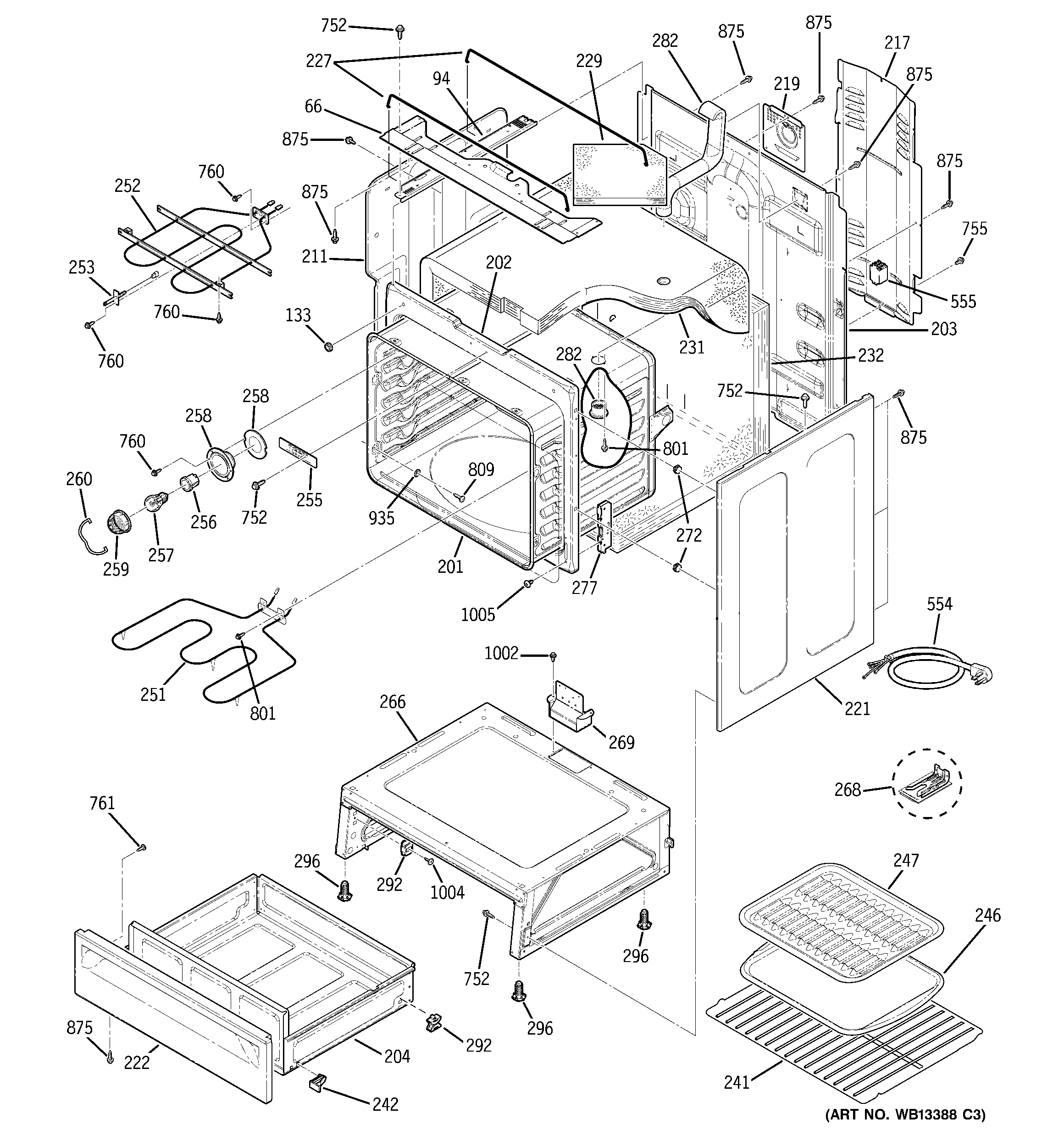 GE JCBP78WJ3WW body parts diagram