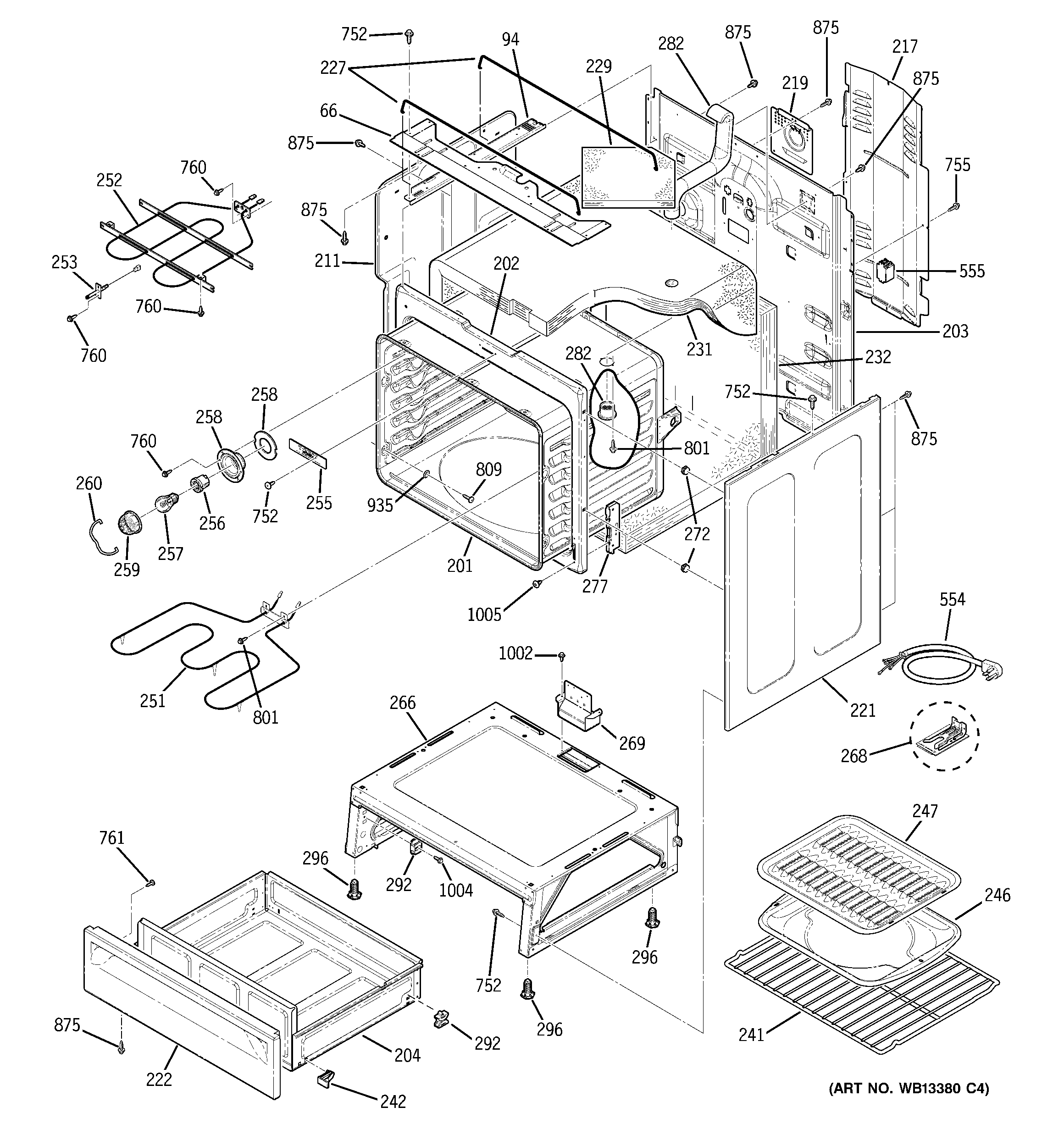 GE JCBP80BJ3BB body parts diagram