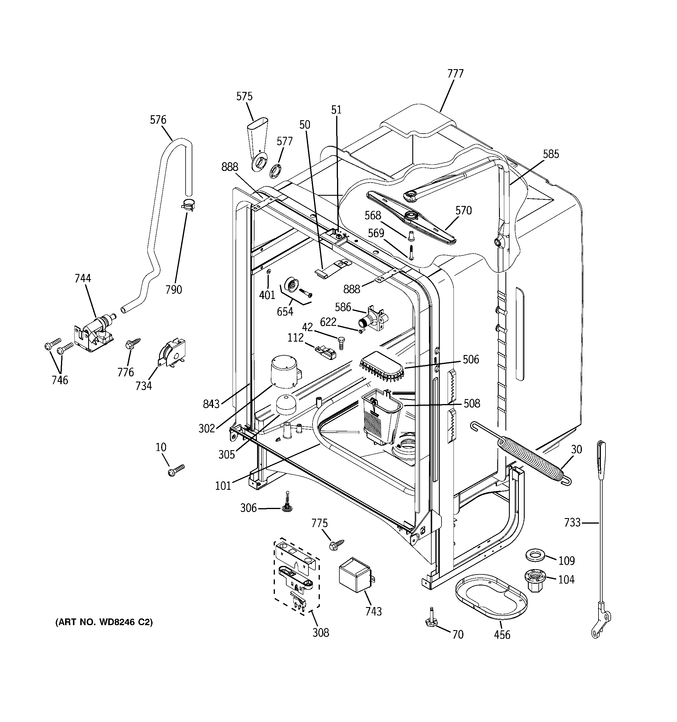 GE GHDA485N10CS body parts diagram