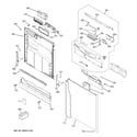 GE GLD4209N10WW escutcheon & door assembly diagram