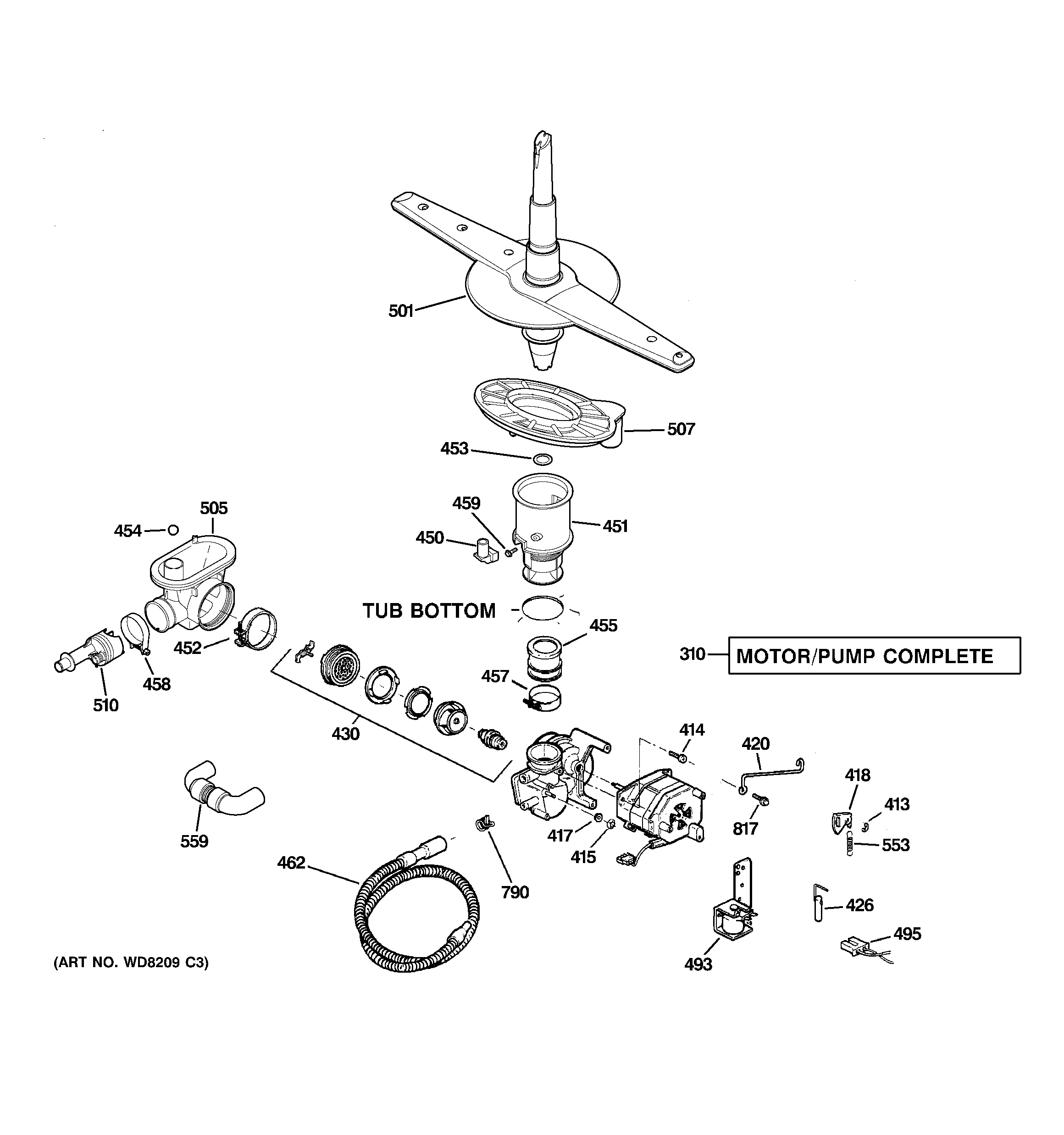 GE GSD4060N00SS motor-pump mechanism diagram