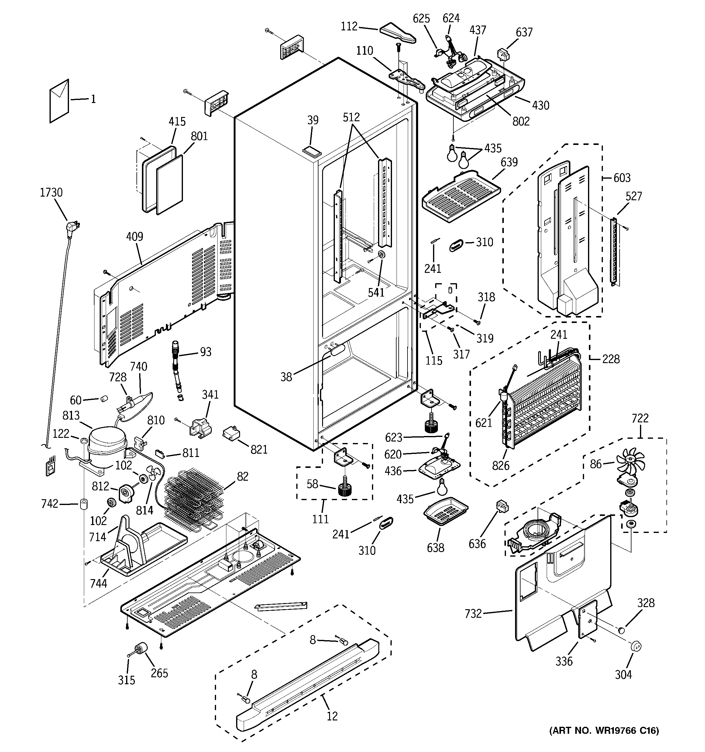 GE GDS20SBSASS cabinet diagram