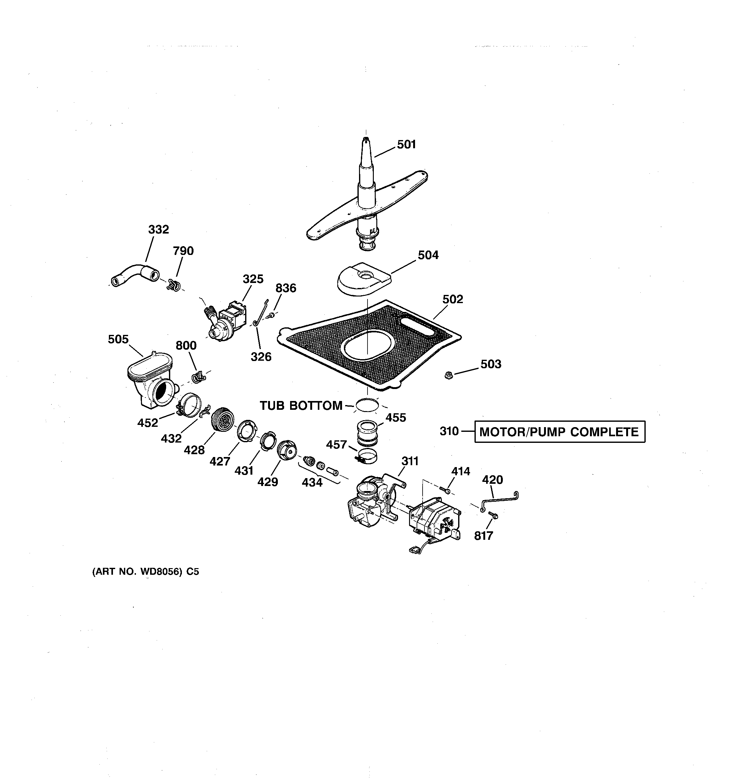 GE GSD5150F01CC motor-pump mechanism diagram