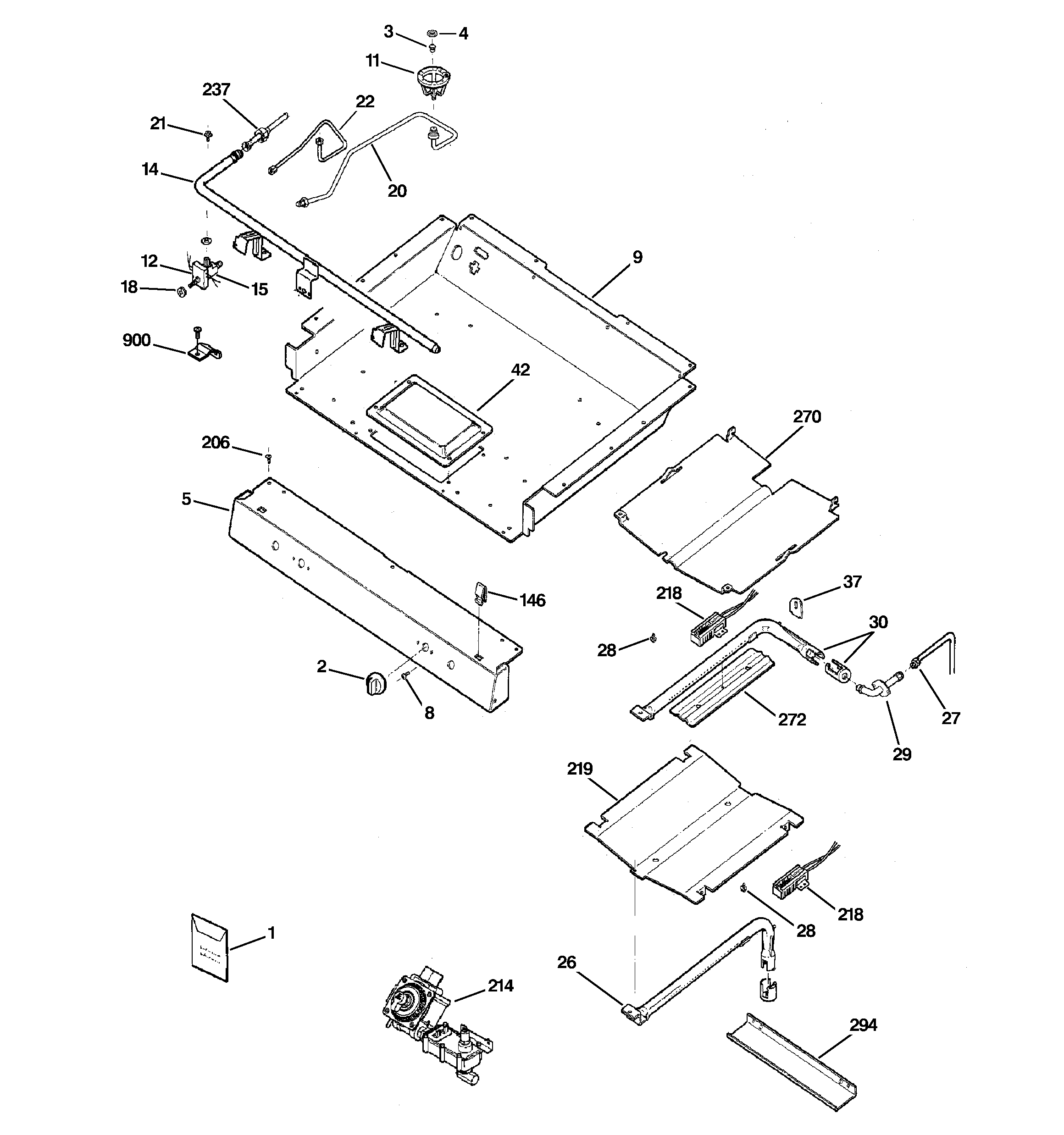 GE JGBP25EEL4BB gas & burner parts diagram