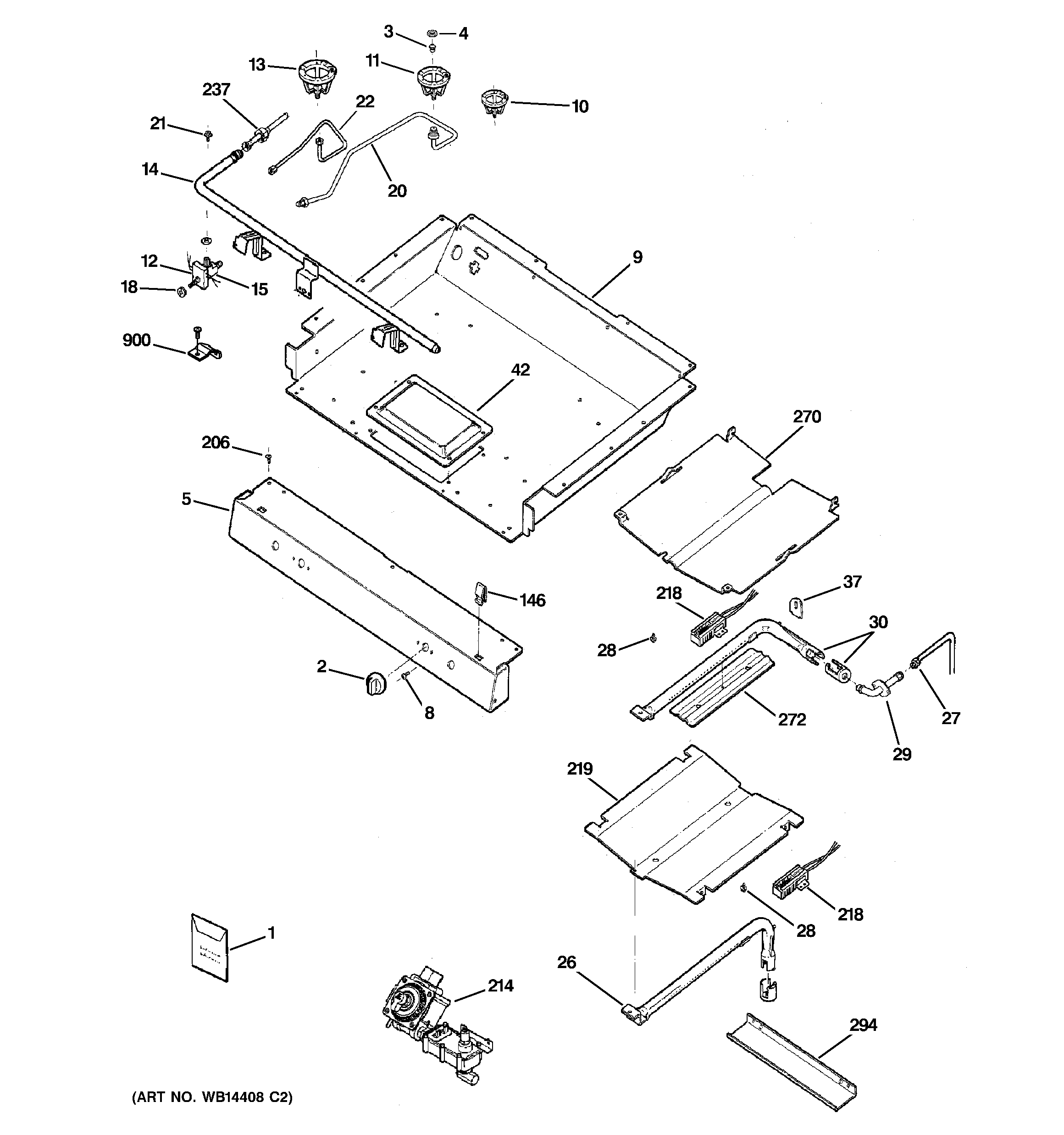GE JGBP30BEK6BB gas & burner parts diagram