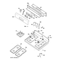 GE JGBP33BEL4BB control panel & cooktop diagram