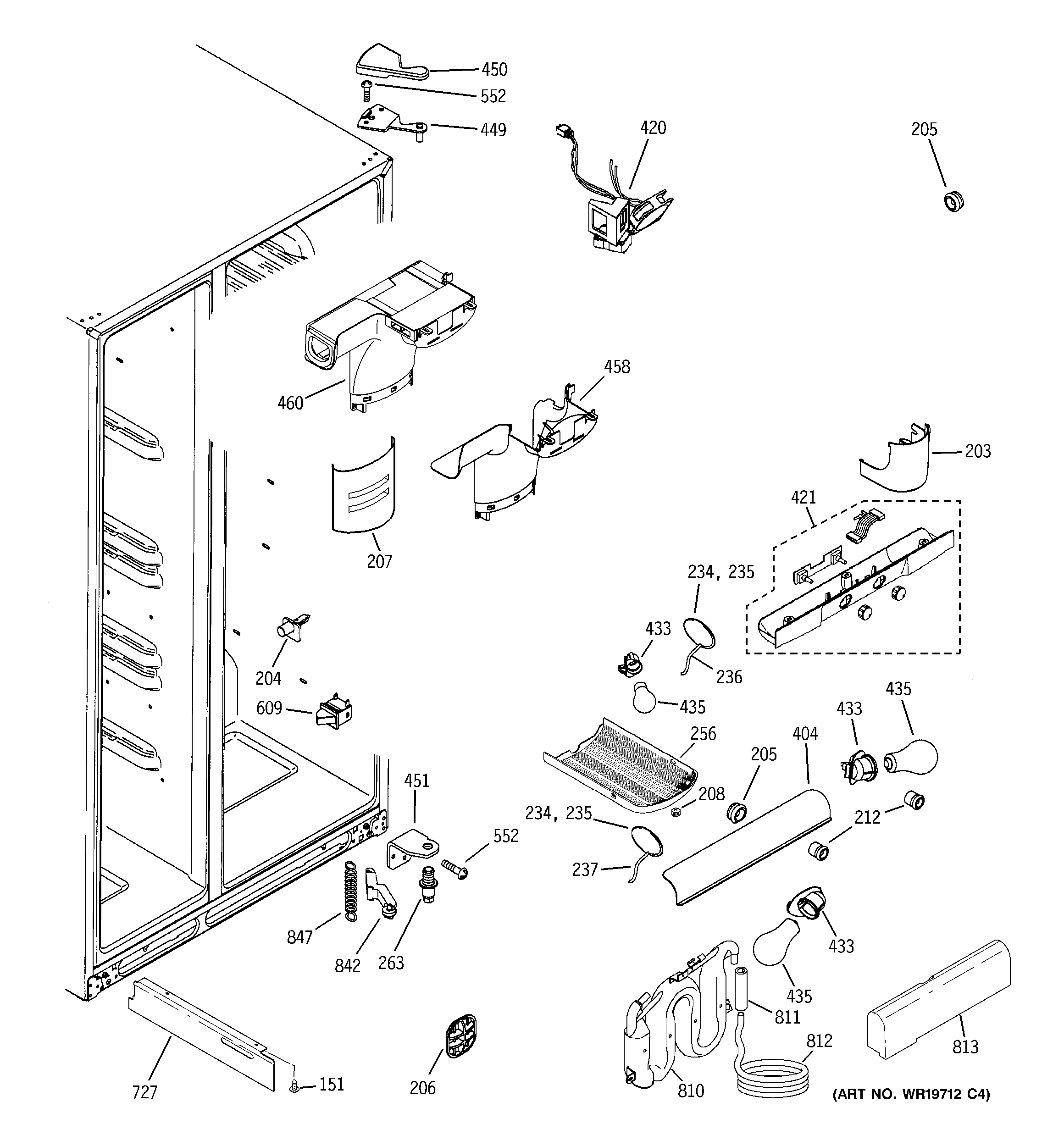 GE GCE23LGWAFWW fresh food section diagram