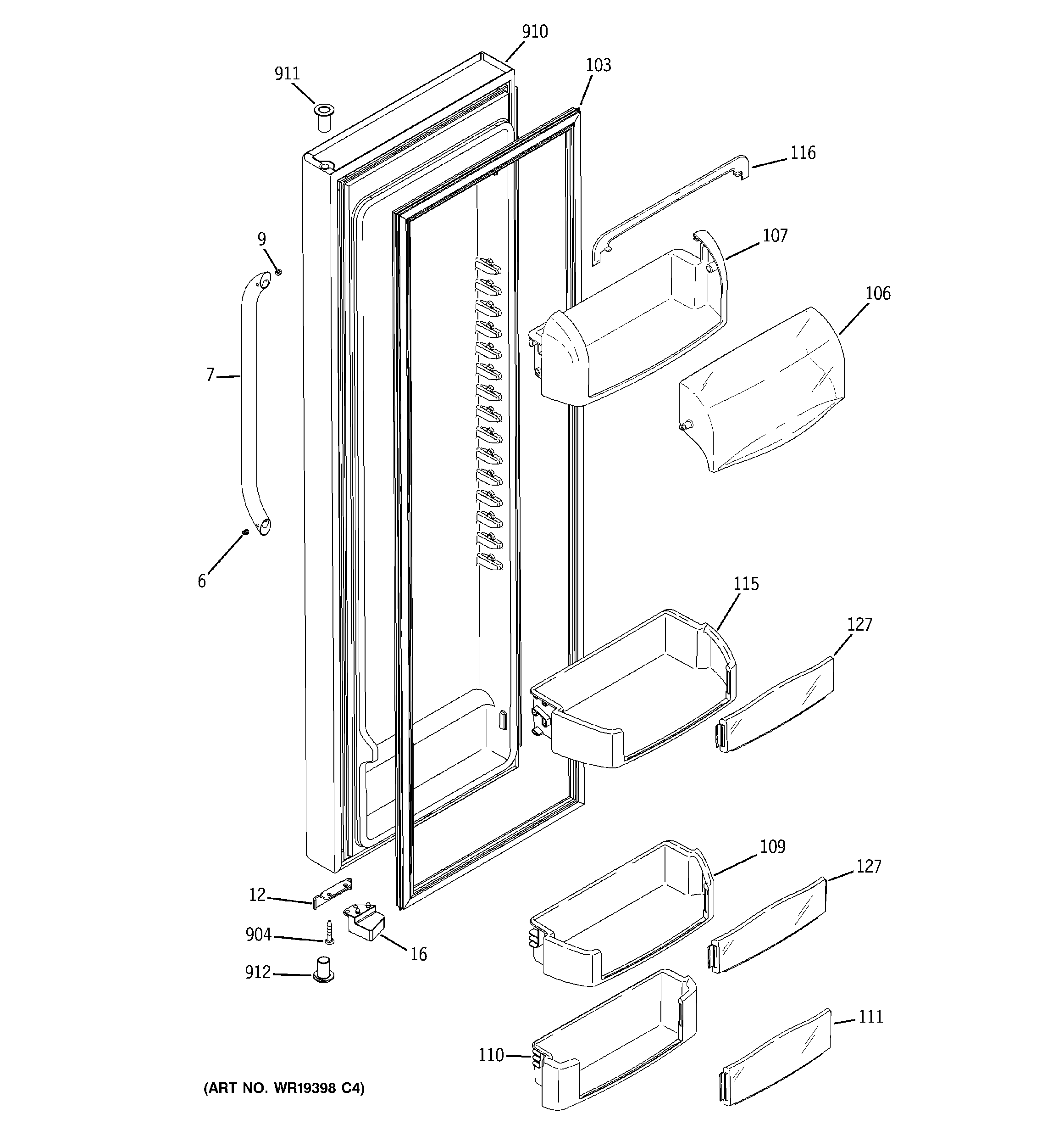 GE GSC23KSWDSS fresh food door diagram