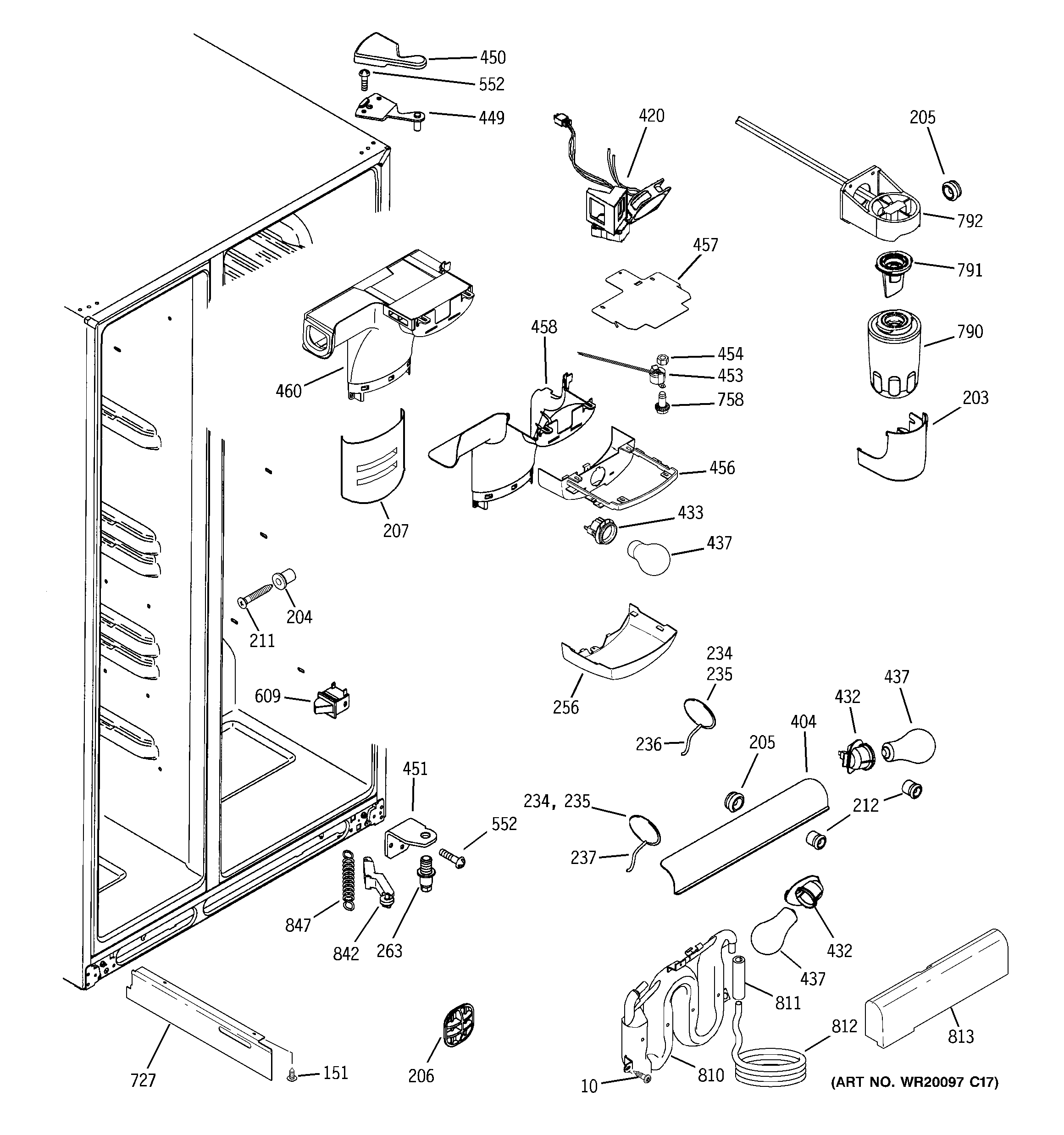 GE GSC23KSWDSS fresh food section diagram
