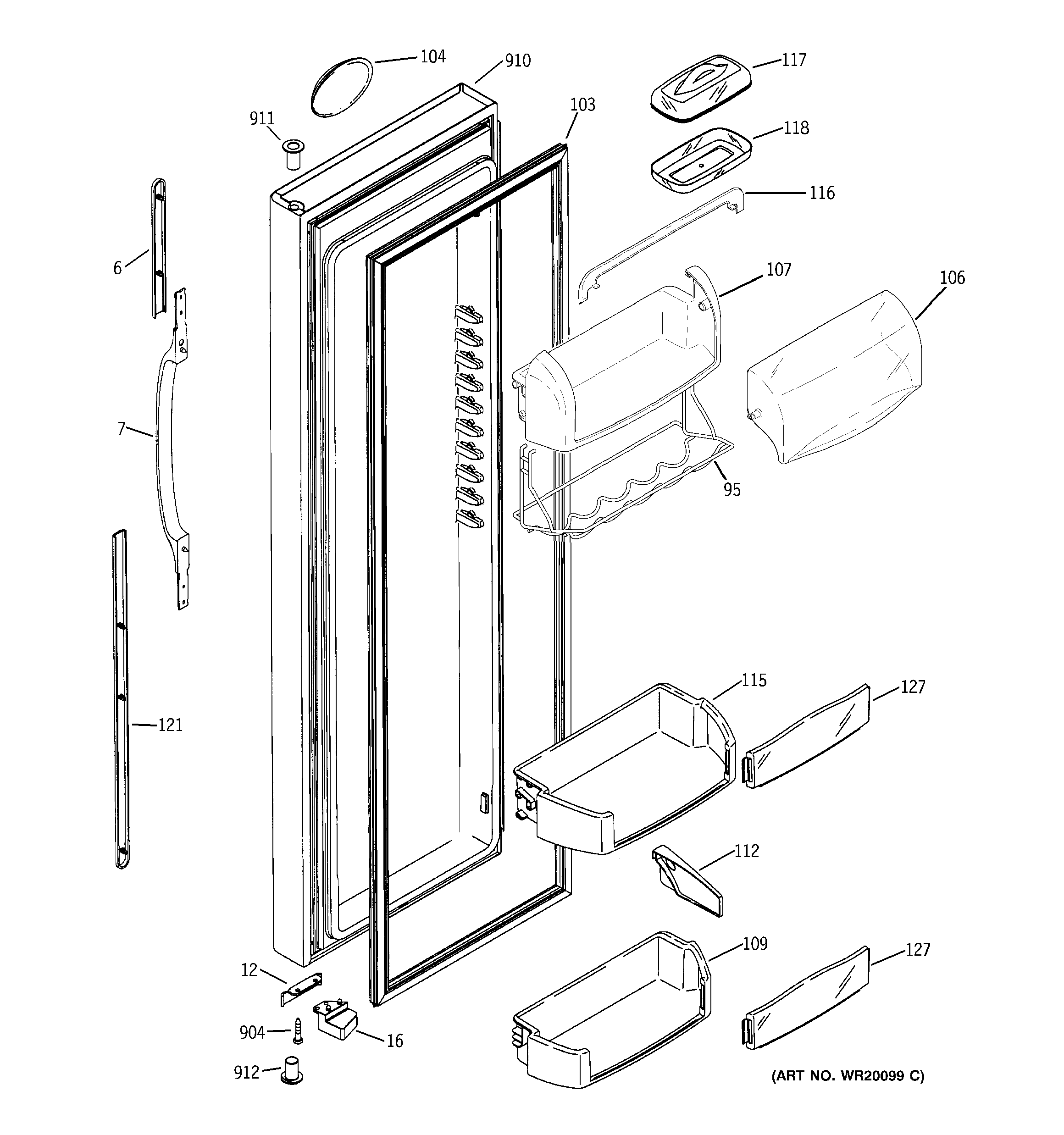 Hotpoint HSK27MGSECCC fresh food door diagram