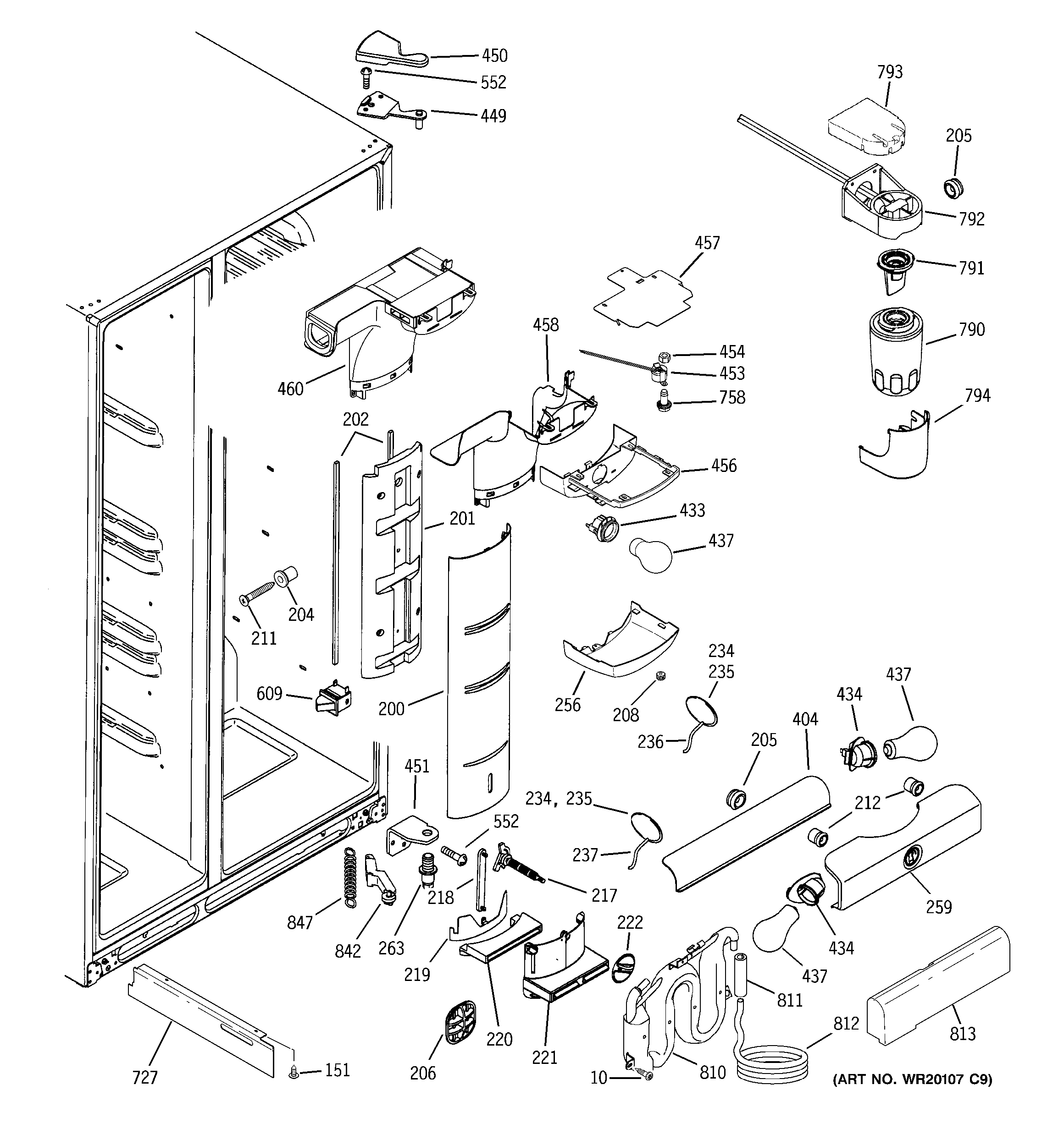 GE PSC23MSWDSS fresh food section diagram