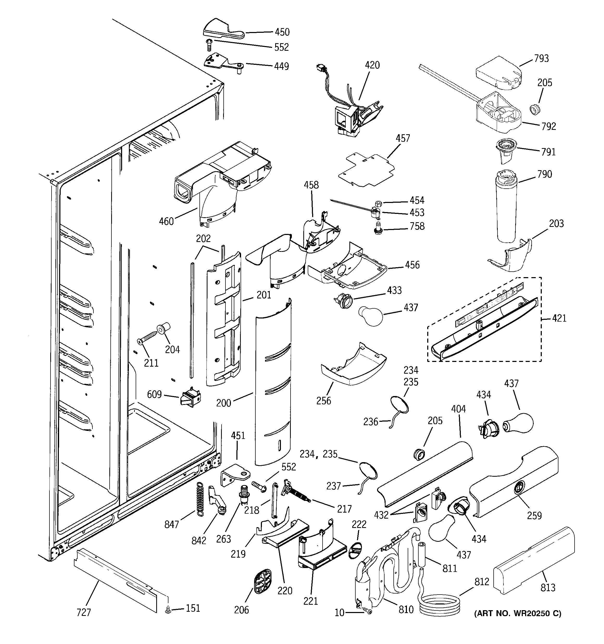 GE PSC23NSWCSS fresh food section diagram