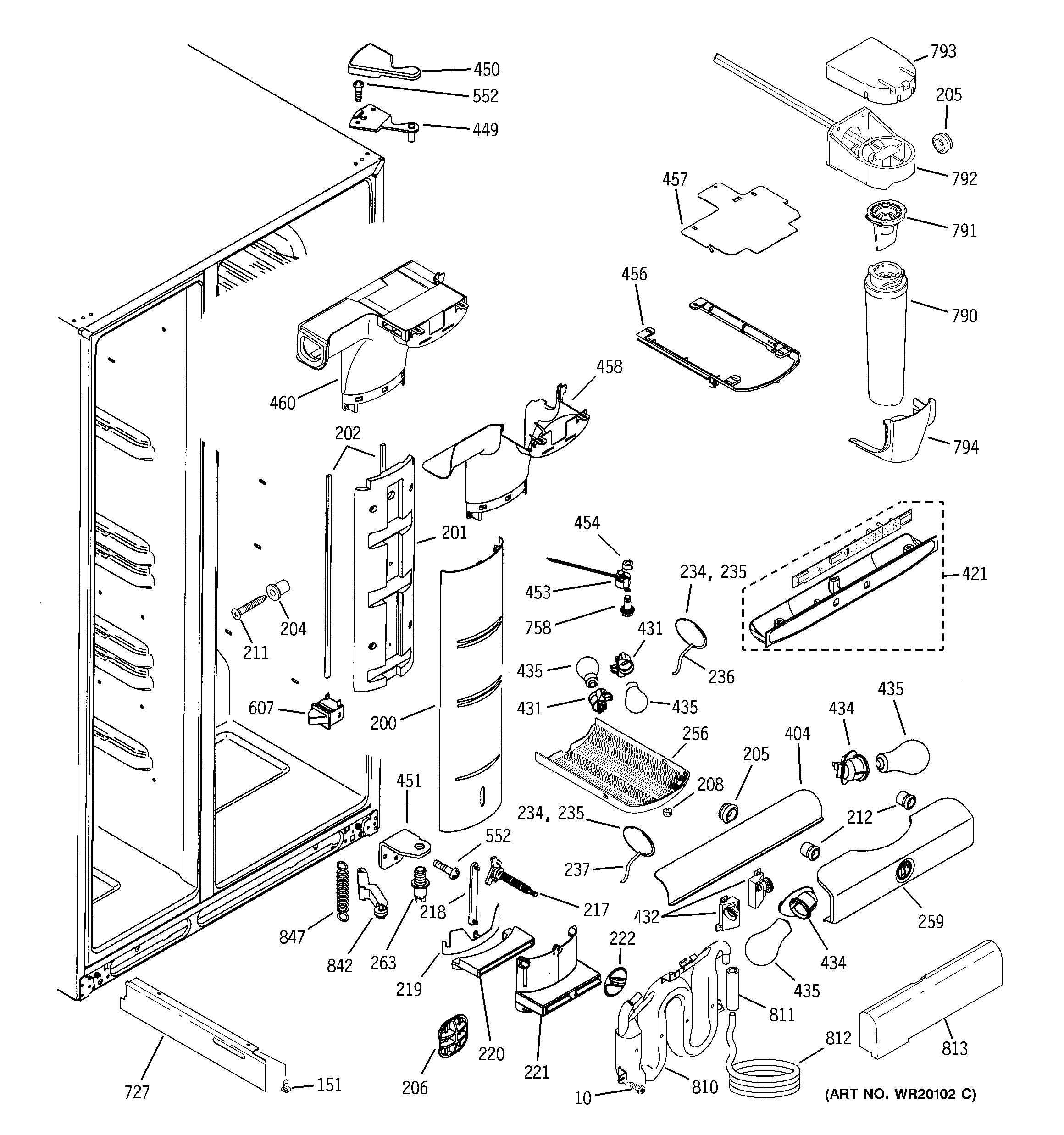 GE PSC23NSWDSS fresh food section diagram
