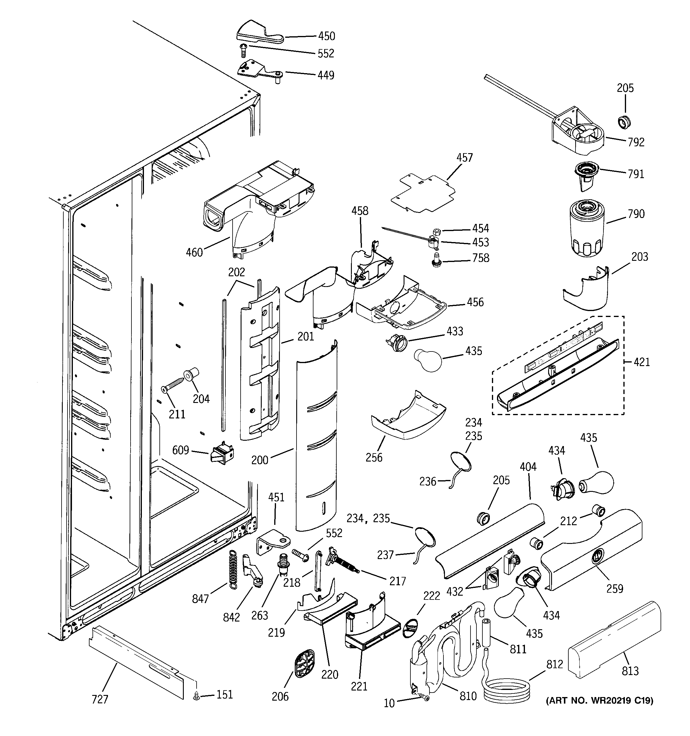 GE PSE25NGTECBB fresh food section diagram