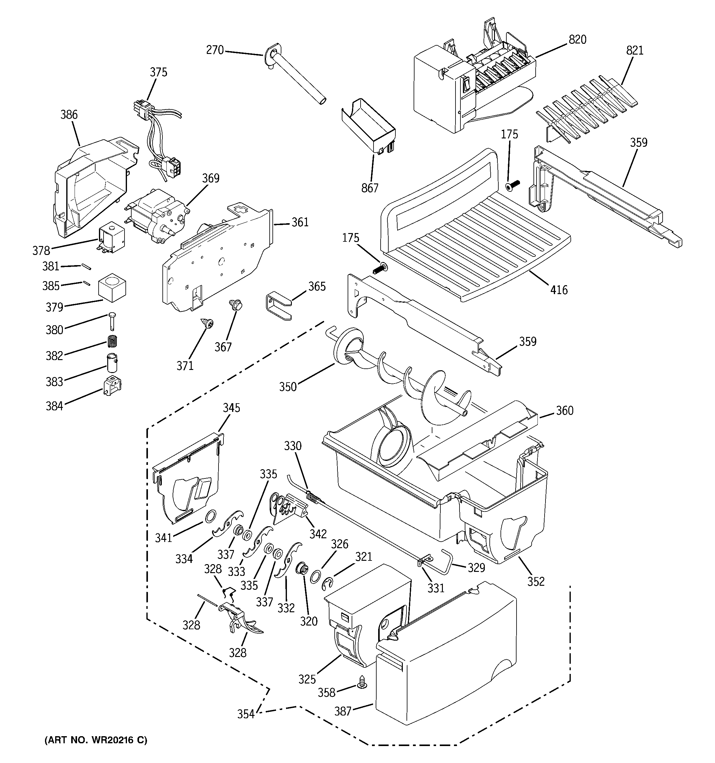 GE PSE25SGTECSS ice maker & dispenser diagram