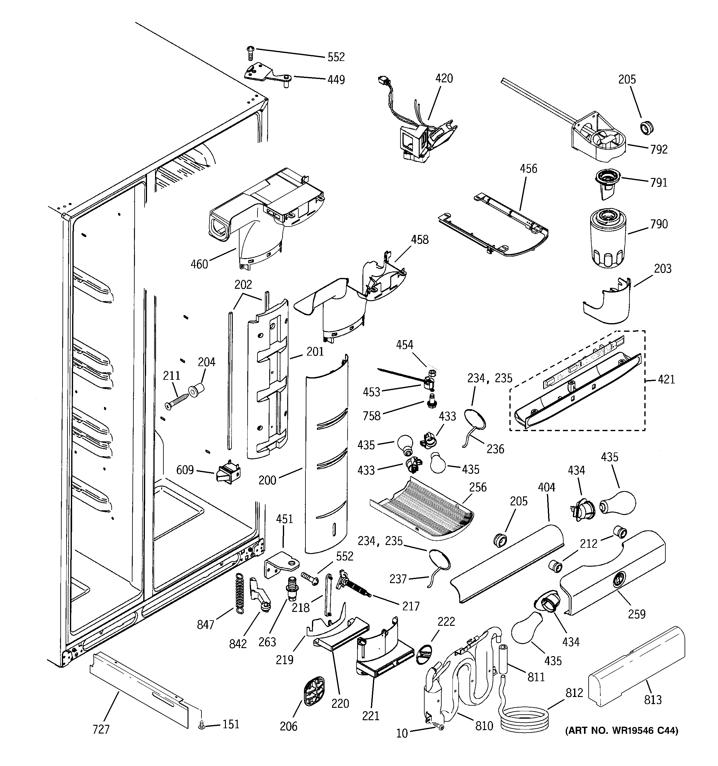 GE PSE25SGTECSS fresh food section diagram
