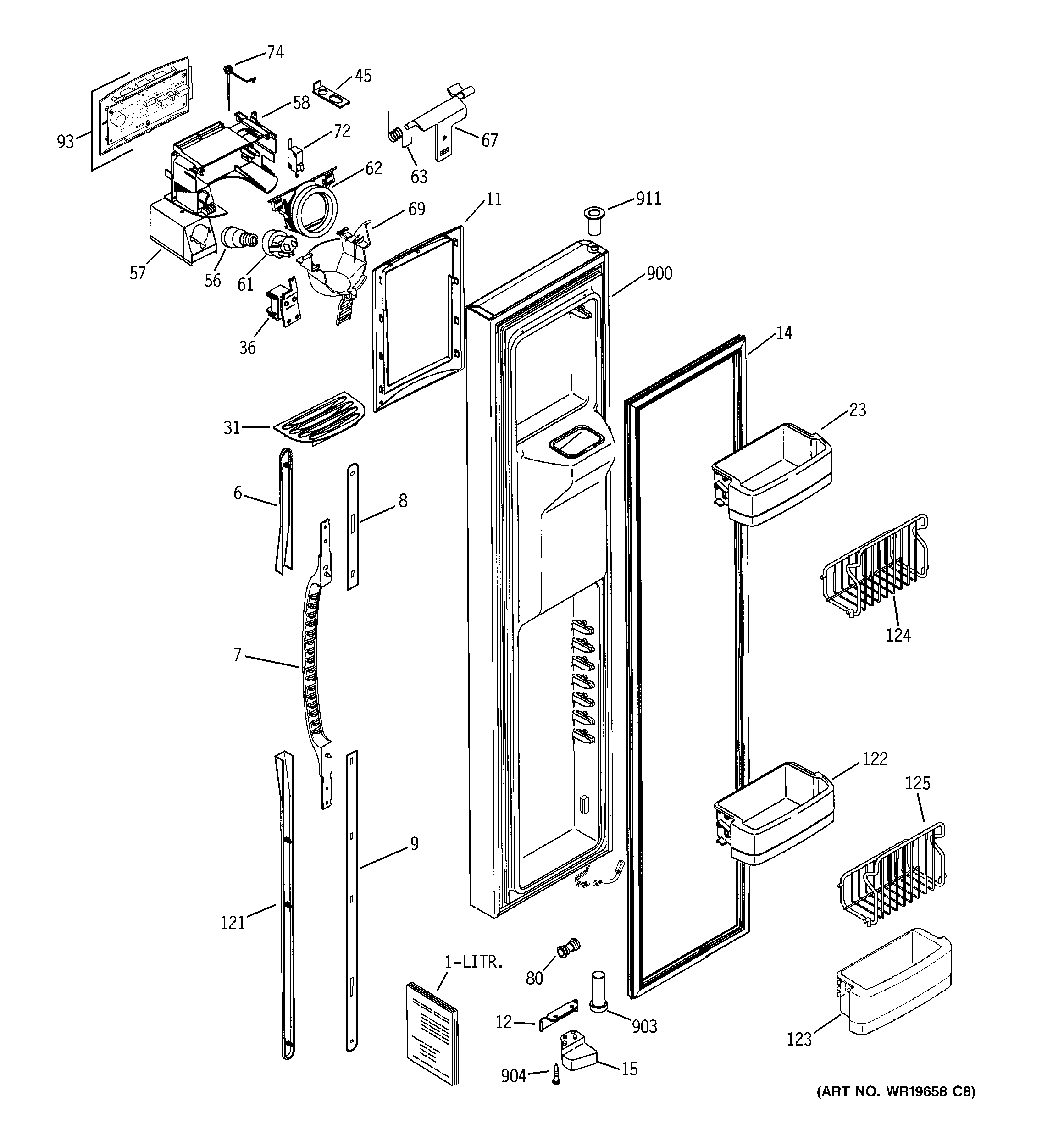 GE PSE27NGTEFWW freezer door diagram
