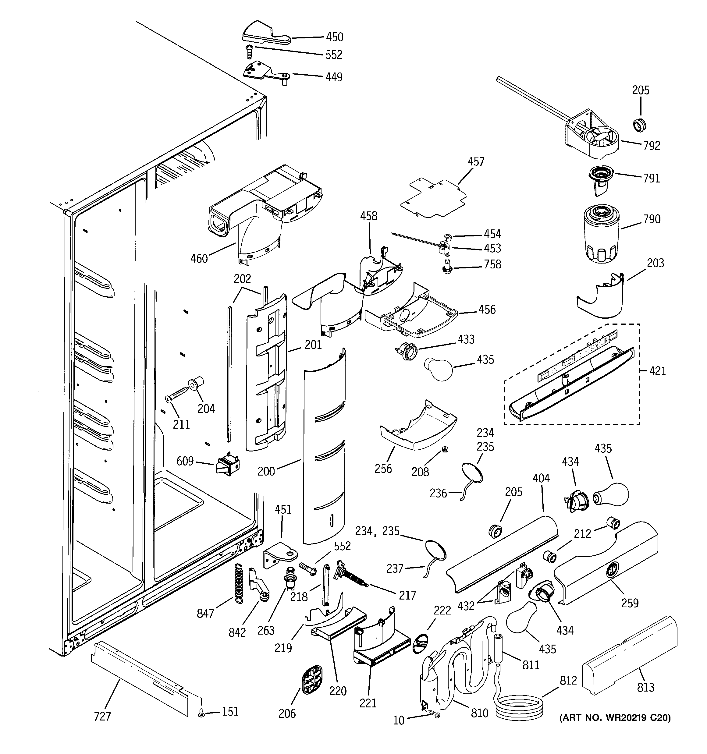 GE PSE27NGTEFWW fresh food section diagram