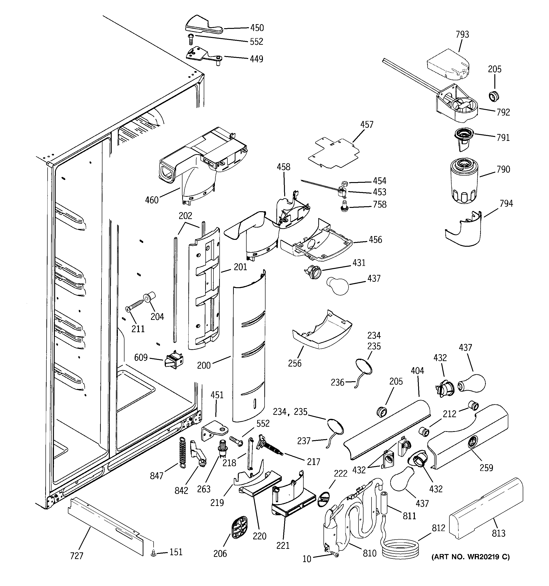 GE PSE27NGWAFBB fresh food section diagram