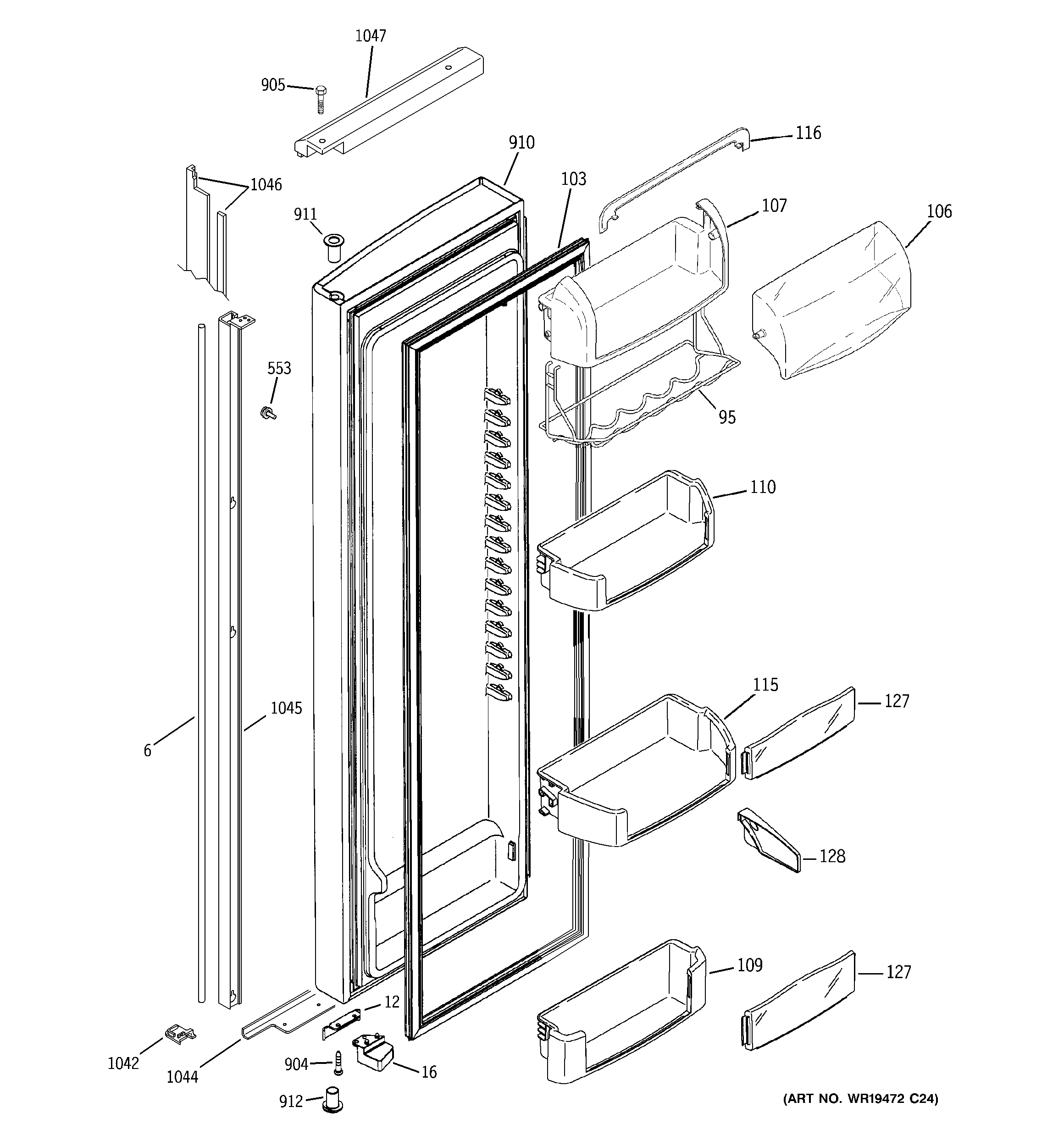 GE PSI23NGWDBV fresh food door diagram