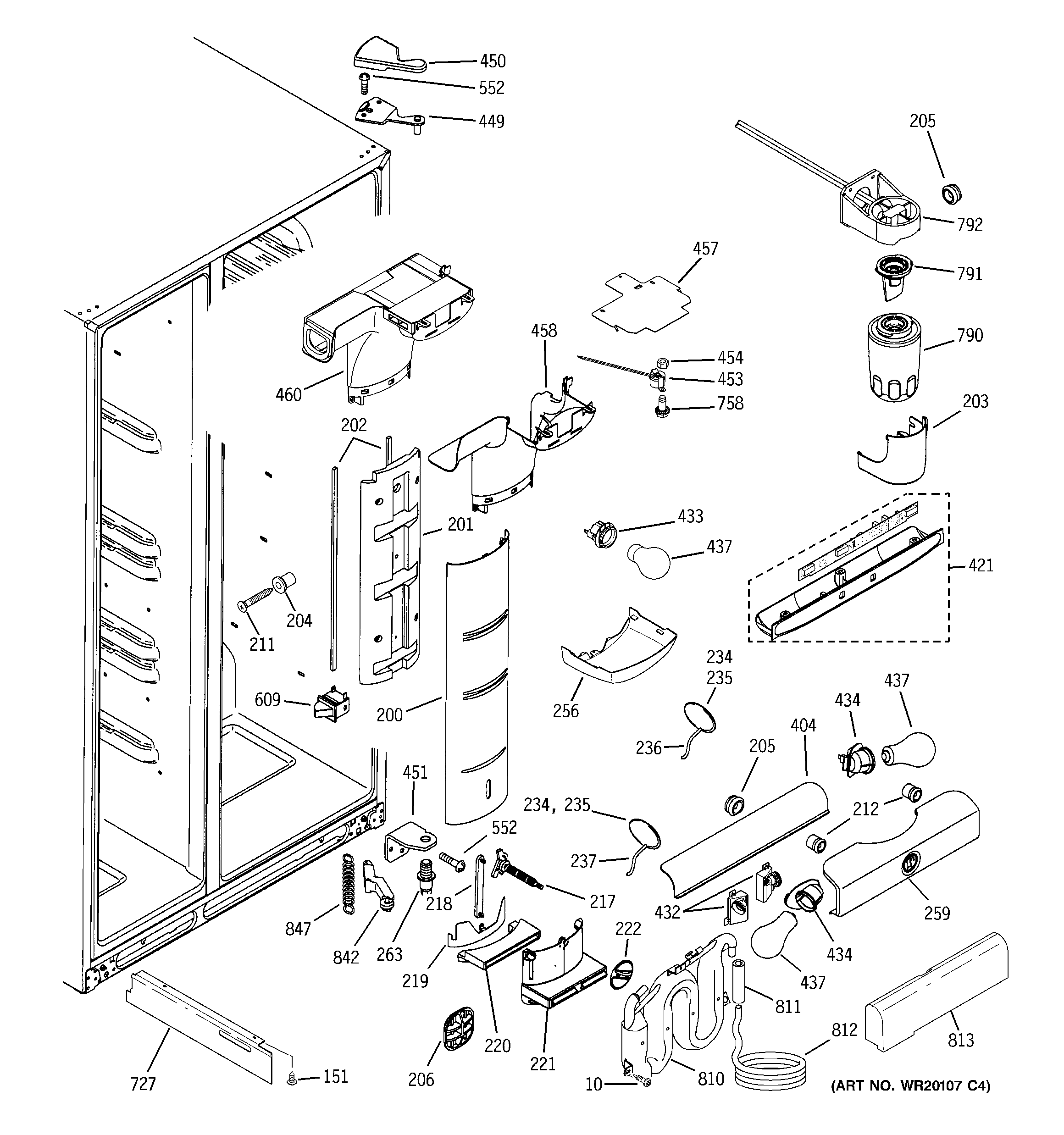 GE PSI23NSTFSV fresh food section diagram
