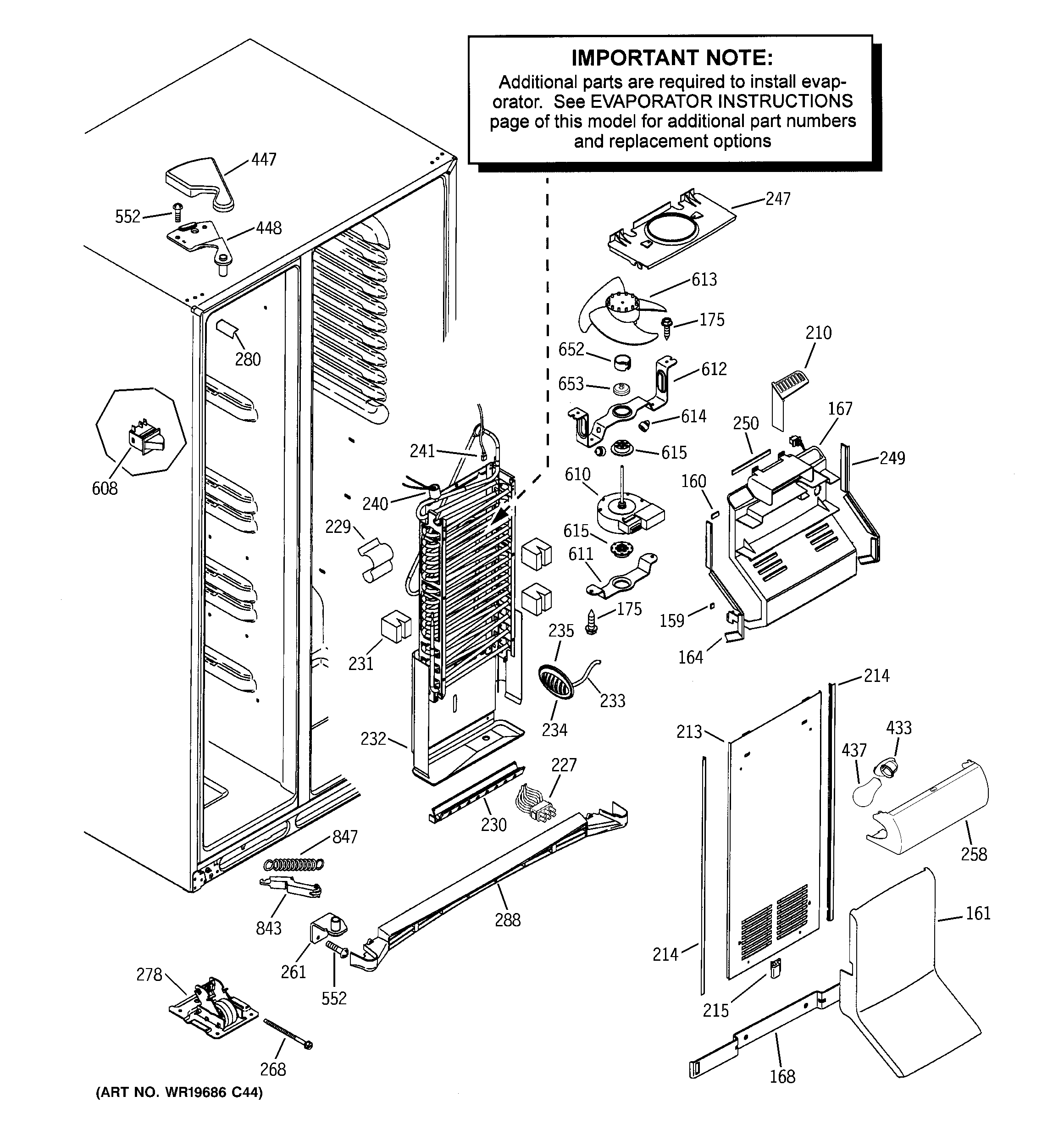 GE PSS29NSTGSS freezer section diagram