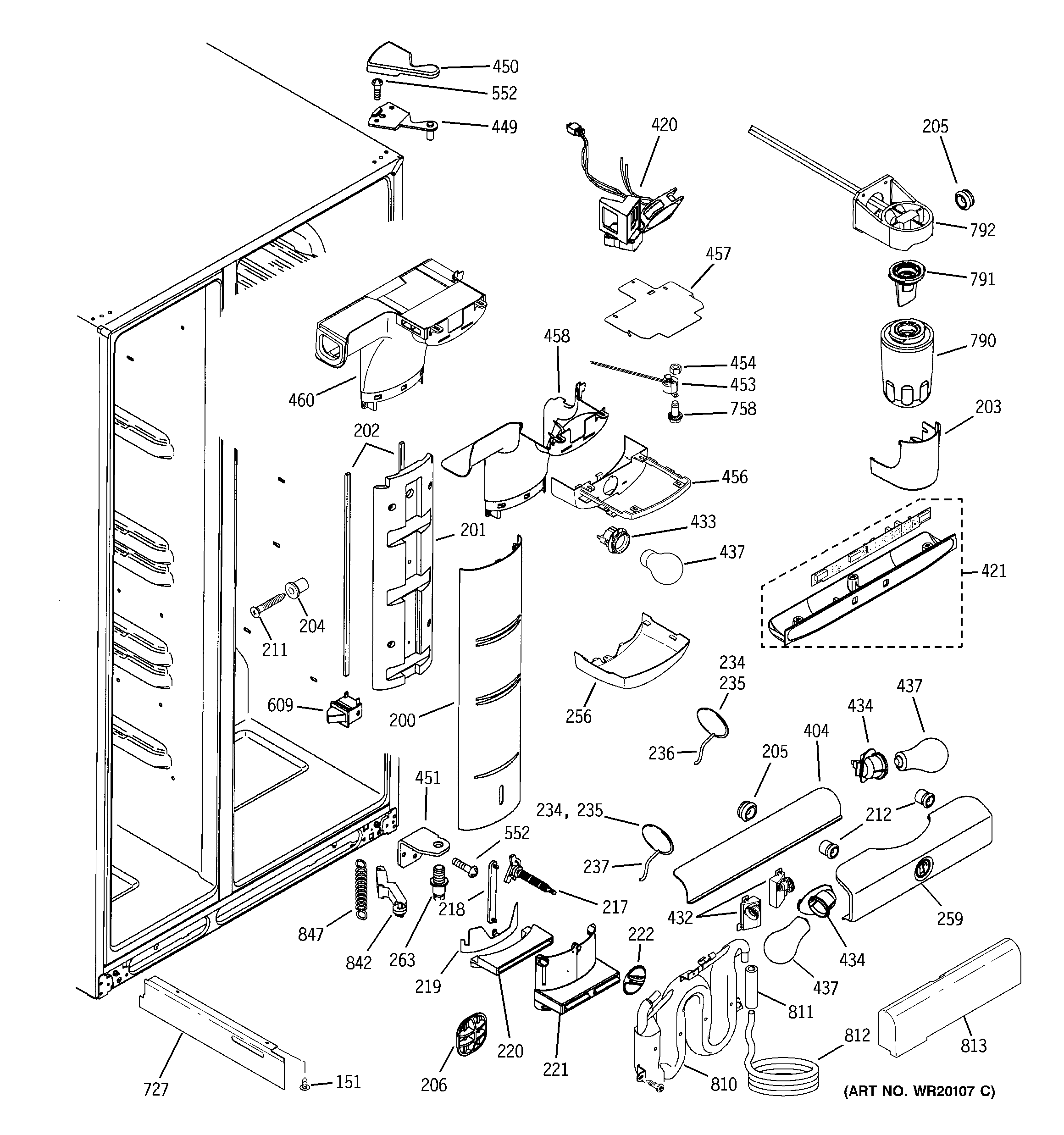 GE PSS29NSTGSS fresh food section diagram