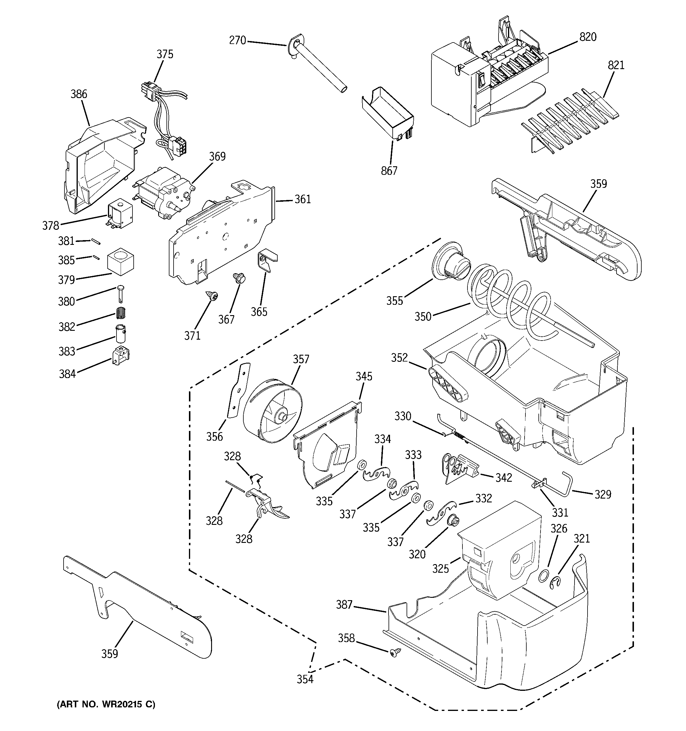 GE PSW23RSWCSS ice maker & dispenser diagram