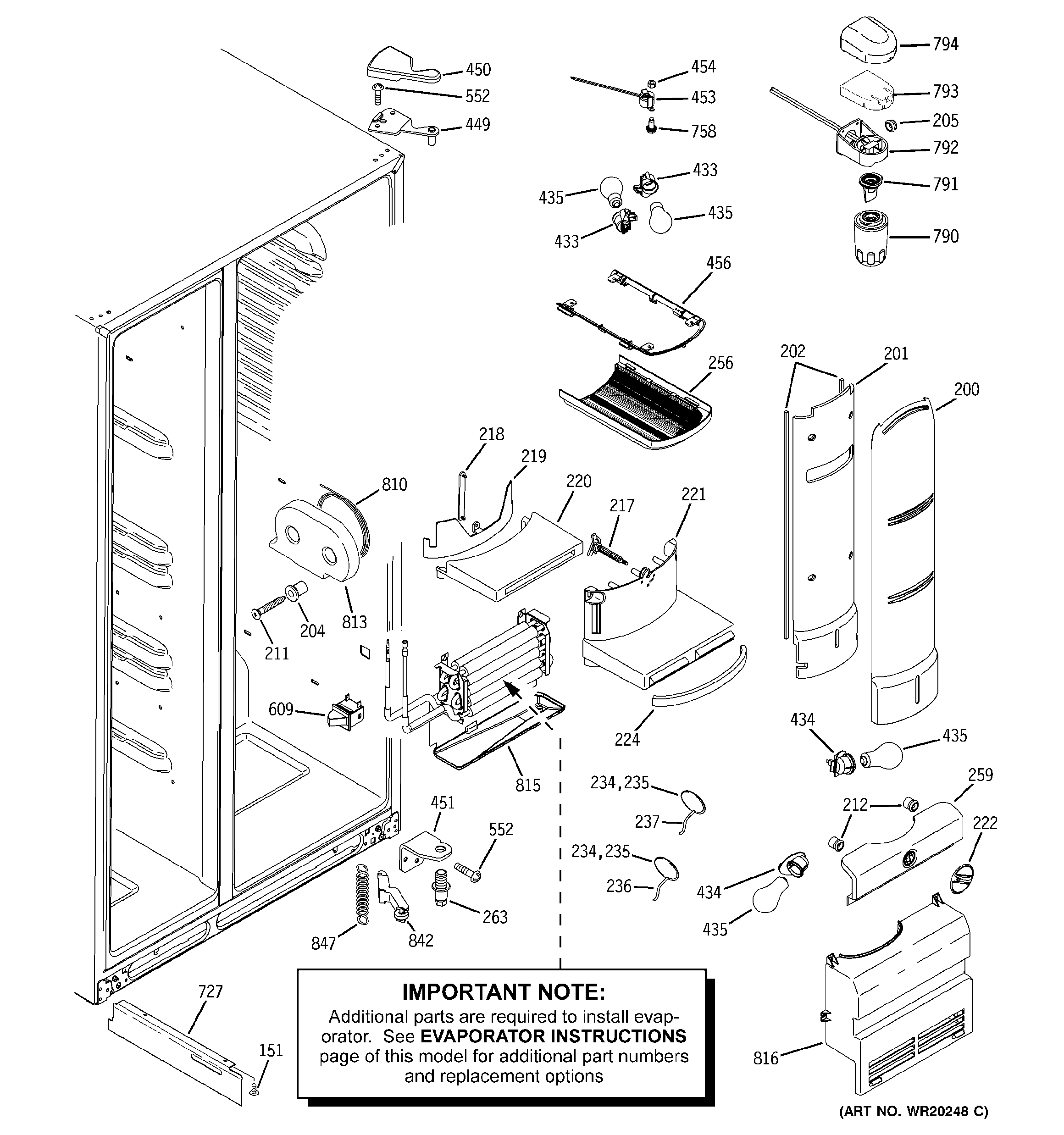 GE PSW23RSWCSS fresh food section diagram
