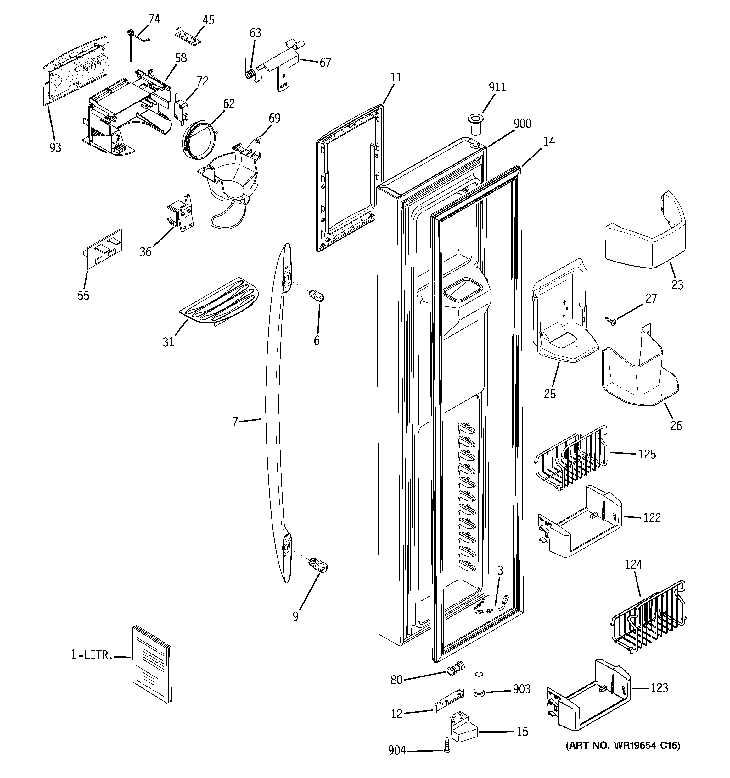 GE PSW26PSSDSS freezer door diagram
