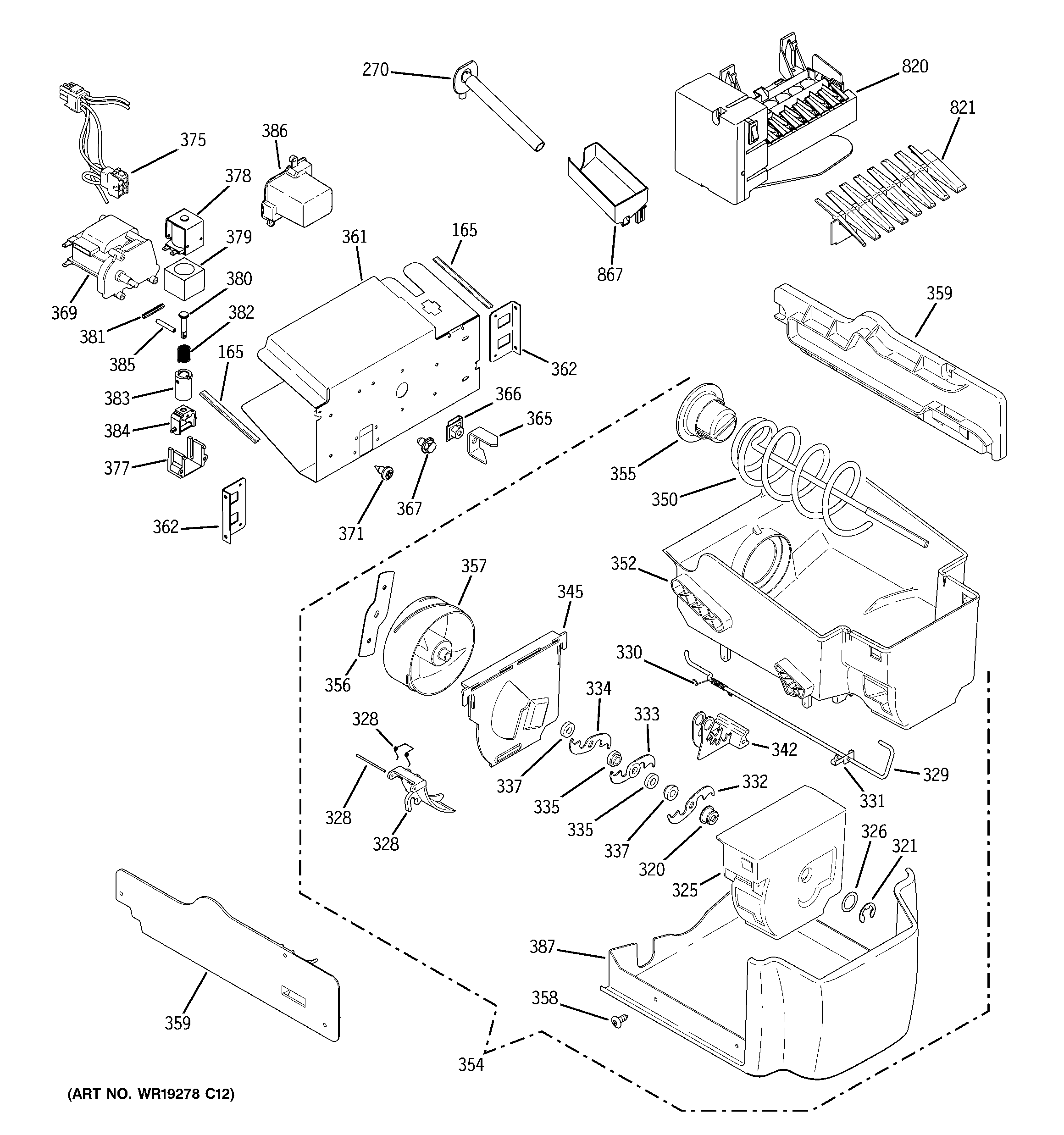 GE PSW26PSSDSS ice maker & dispenser diagram