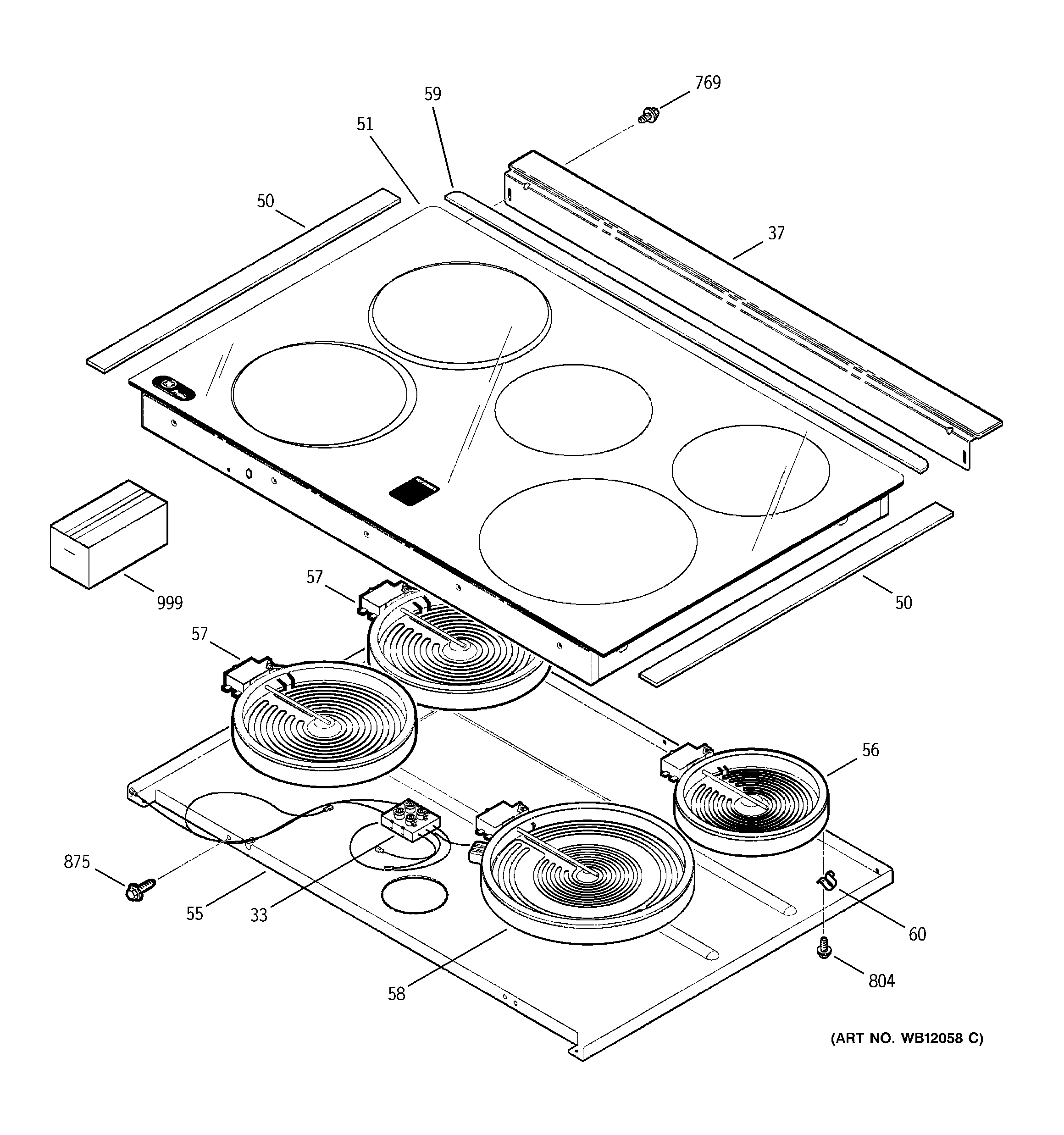 GE JCSP42WK4WW cooktop diagram