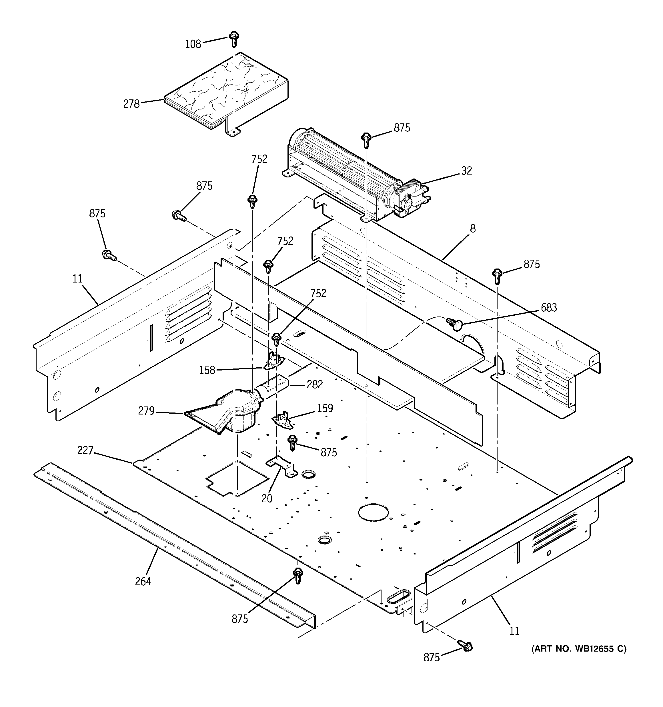 GE JCSP42WK4WW cooling fan diagram
