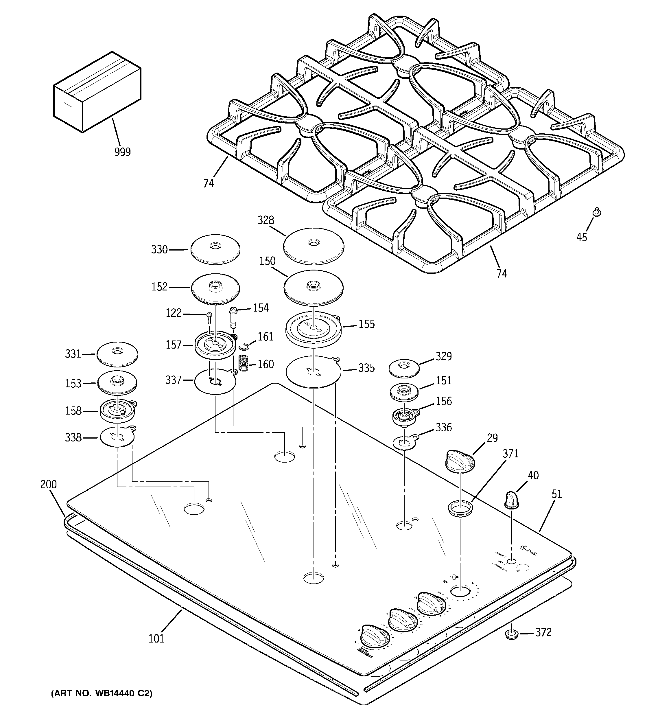 GE JGP940KEK2CC control panel & cooktop diagram