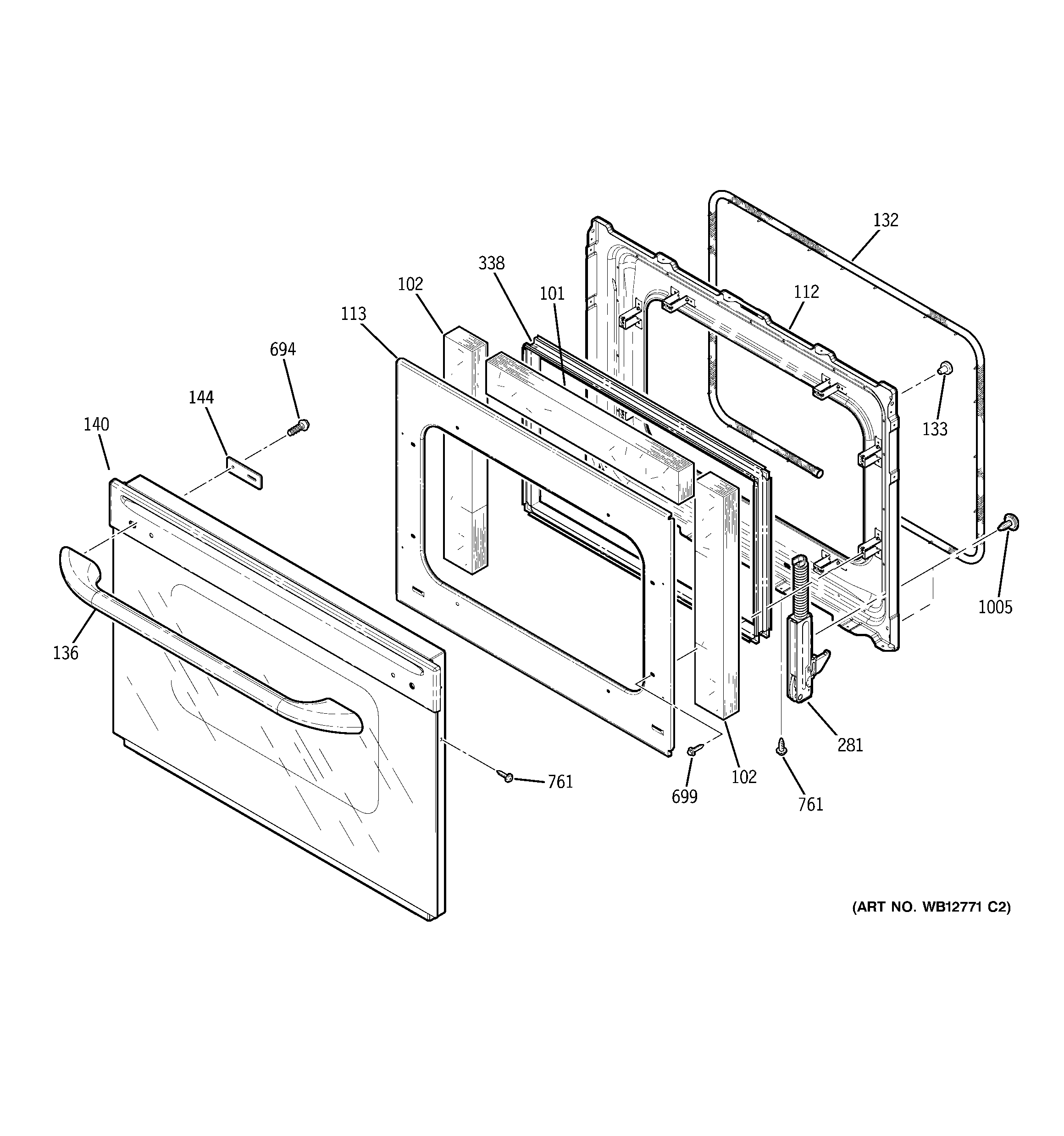 GE JGS968TEK4WW door diagram