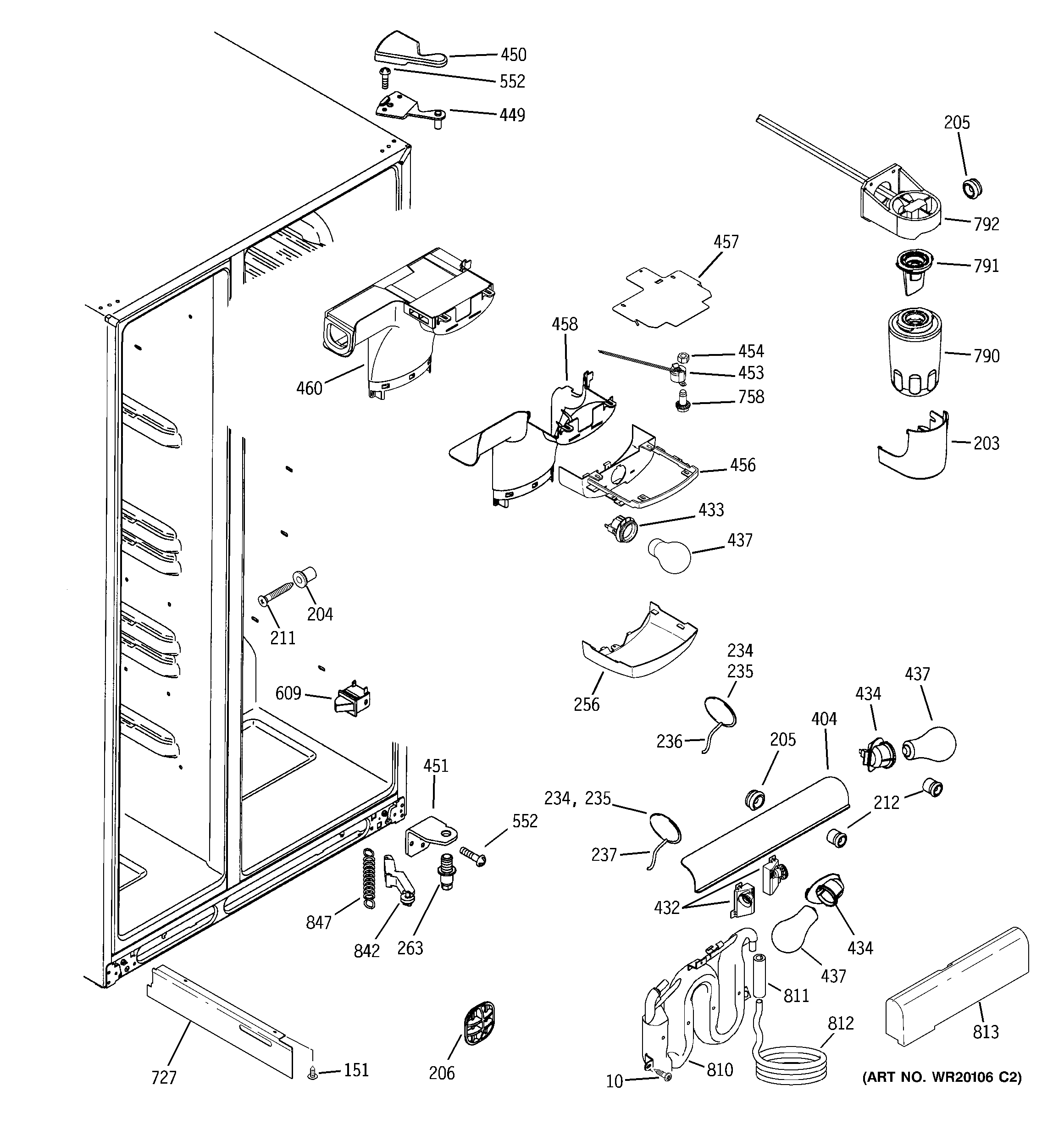 GE SSL27RGTEBS fresh food section diagram