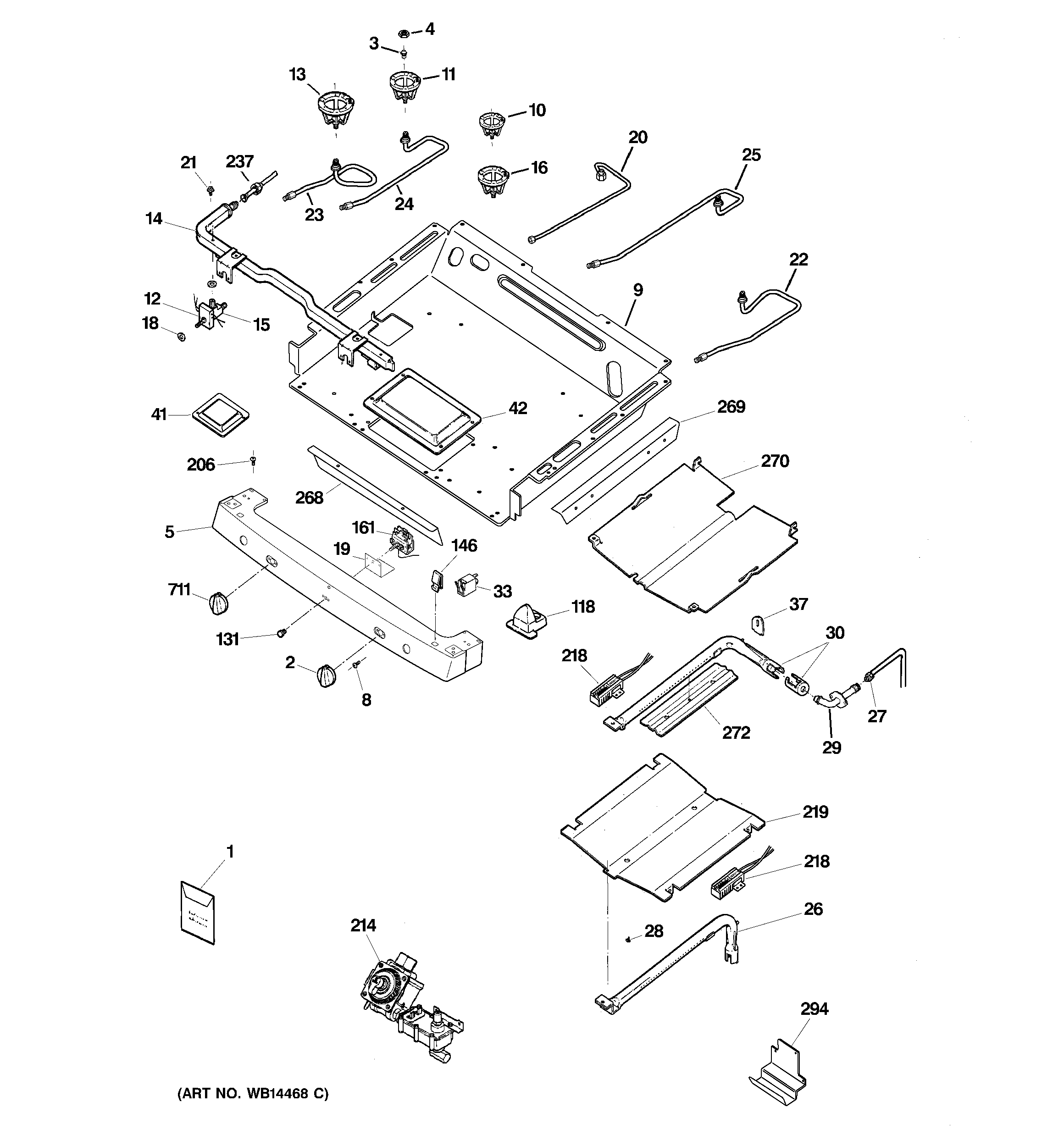 GE JGB918CEK7CC gas & burner parts diagram