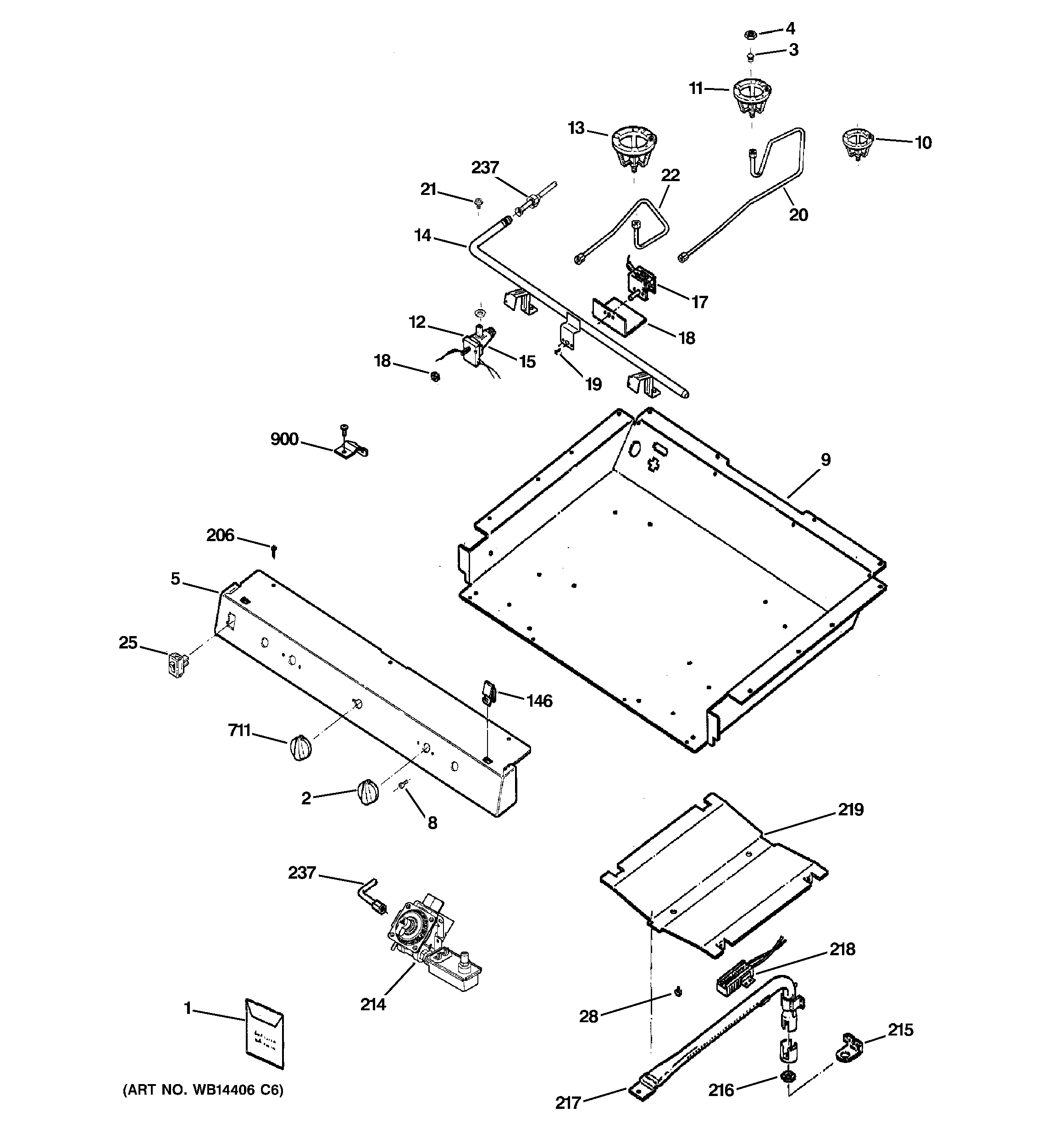 GE JGBS24BEH7WH gas & burner parts diagram