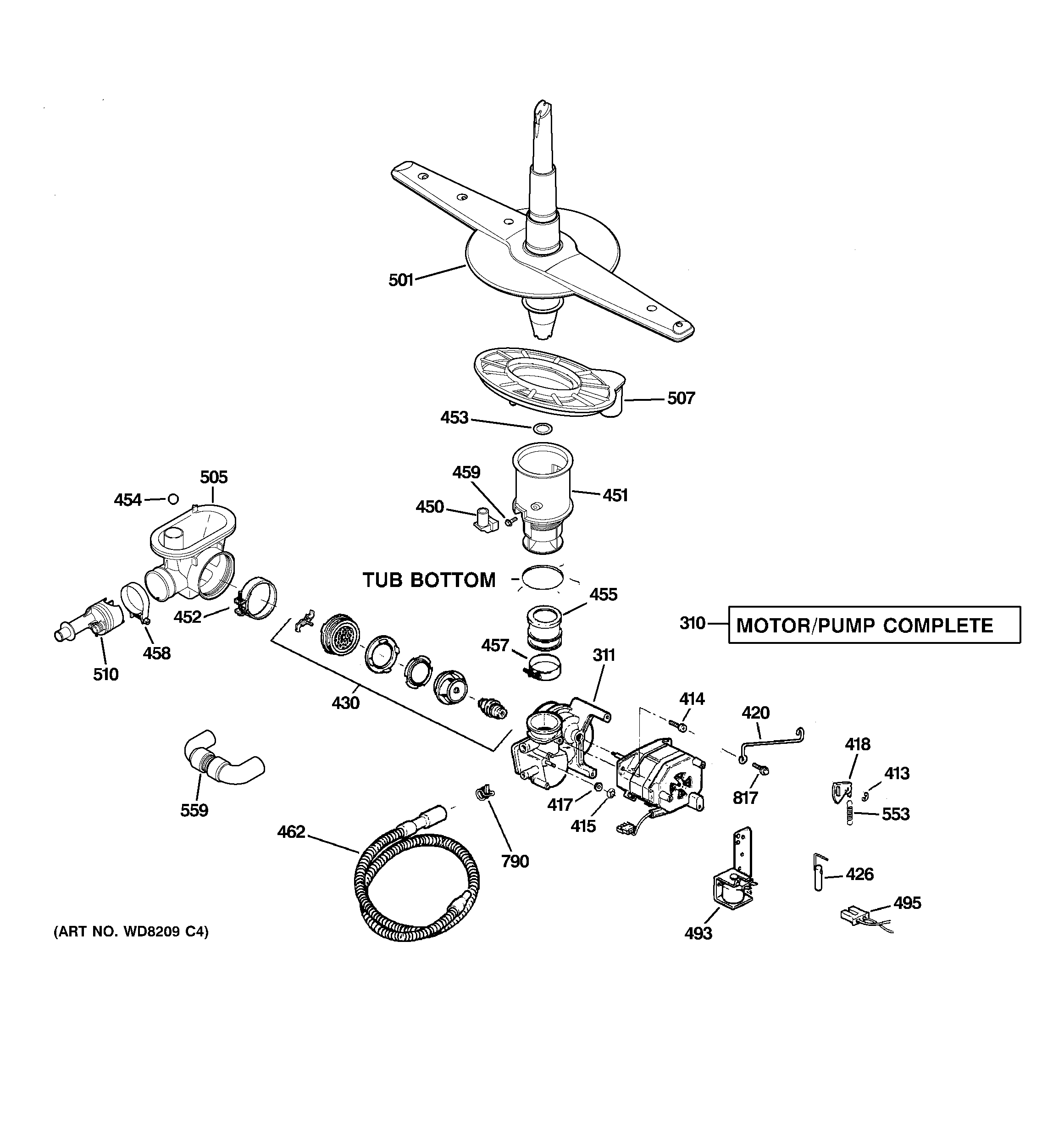 GE GSD2300N10CC motor-pump mechanism diagram