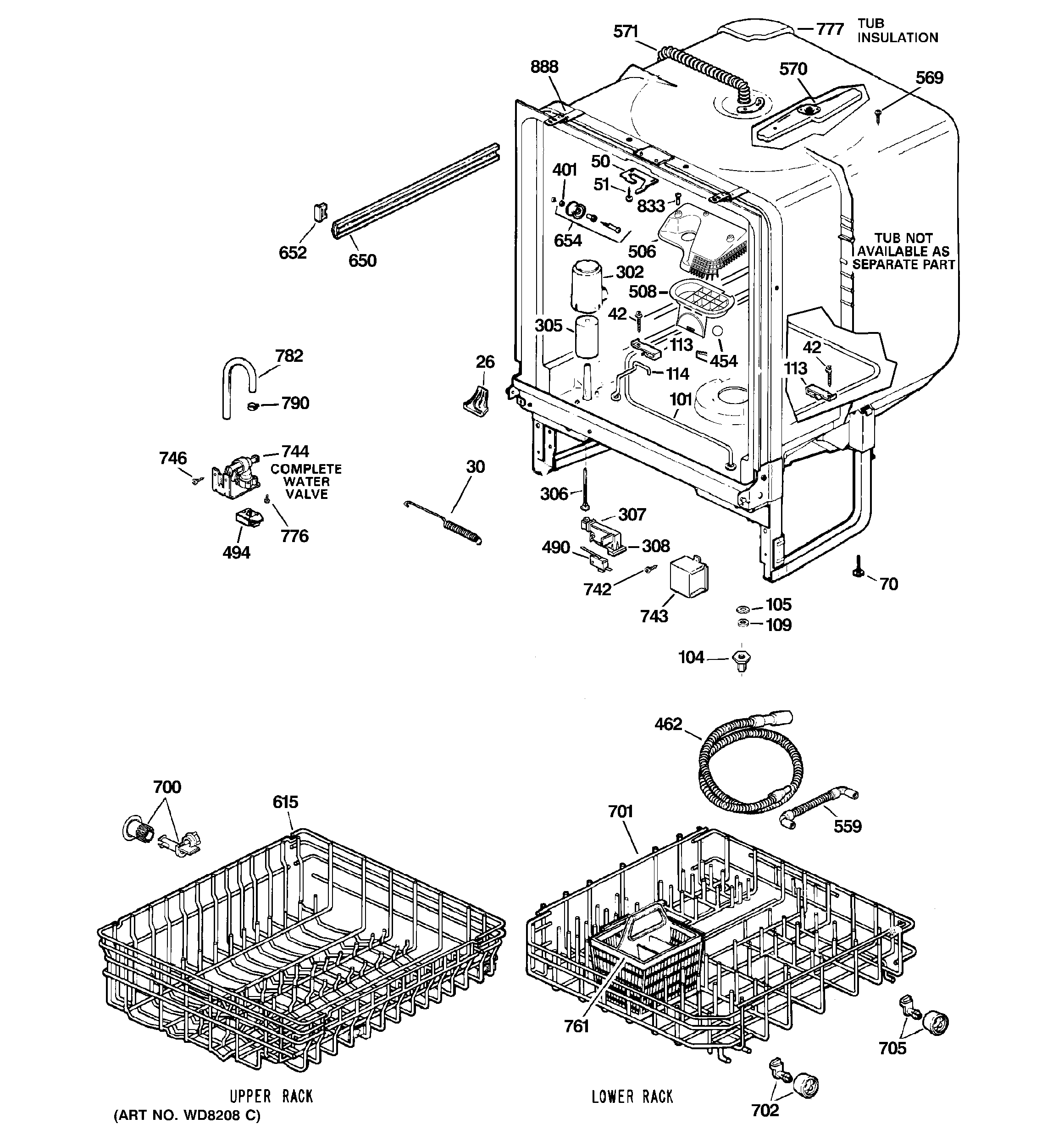 GE GSD4000N10WW body parts diagram